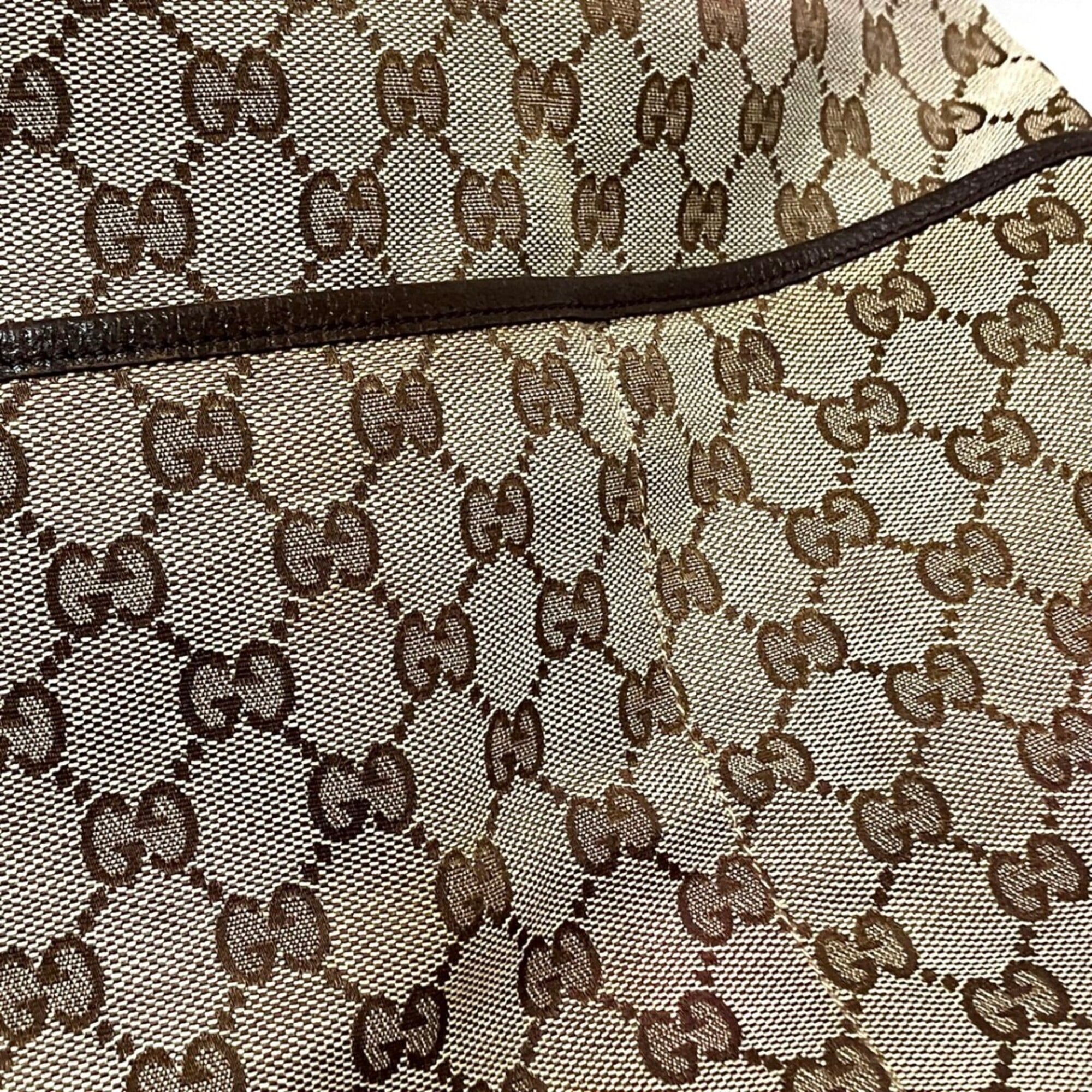 Gucci Sherry Line Beige Canvas Leather Tote Bag (Pre-Owned)