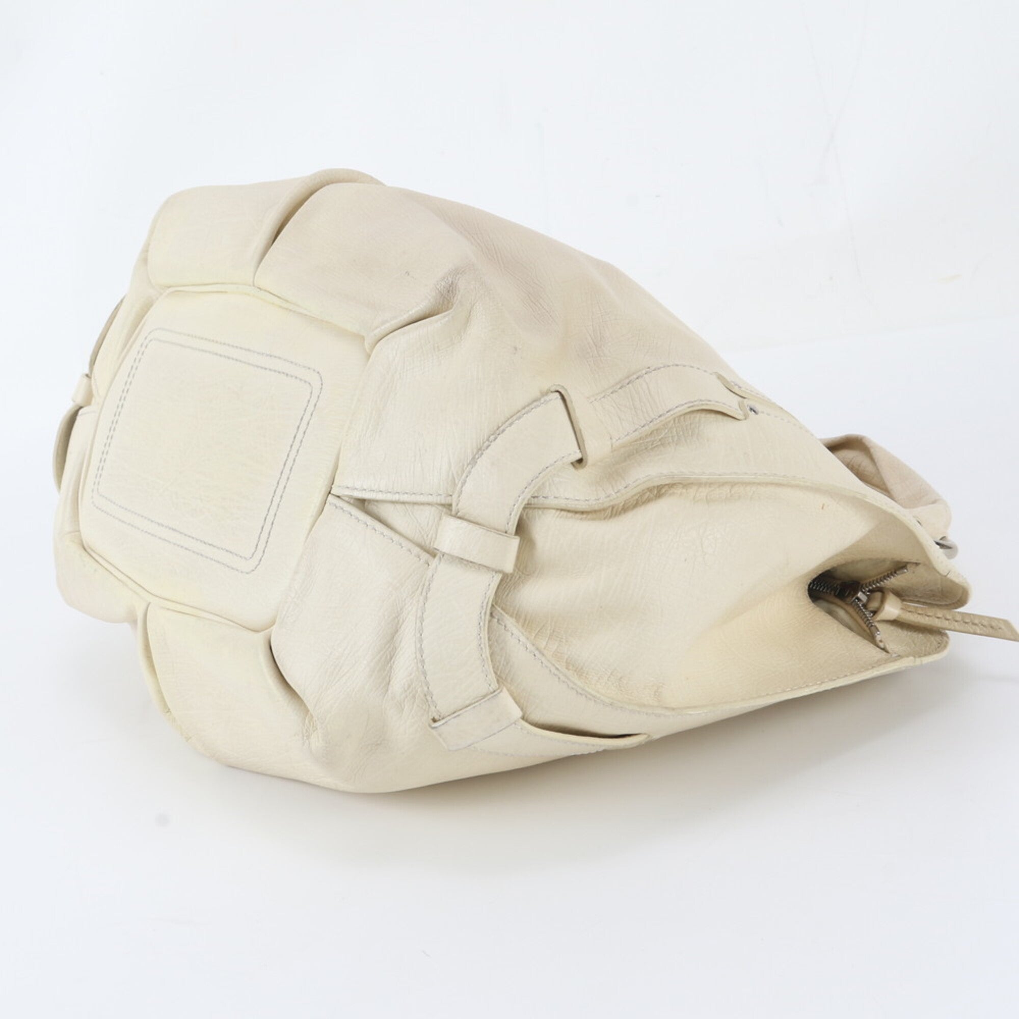 Celine Cream Leather Handbag Tote Bag (Pre-Owned)