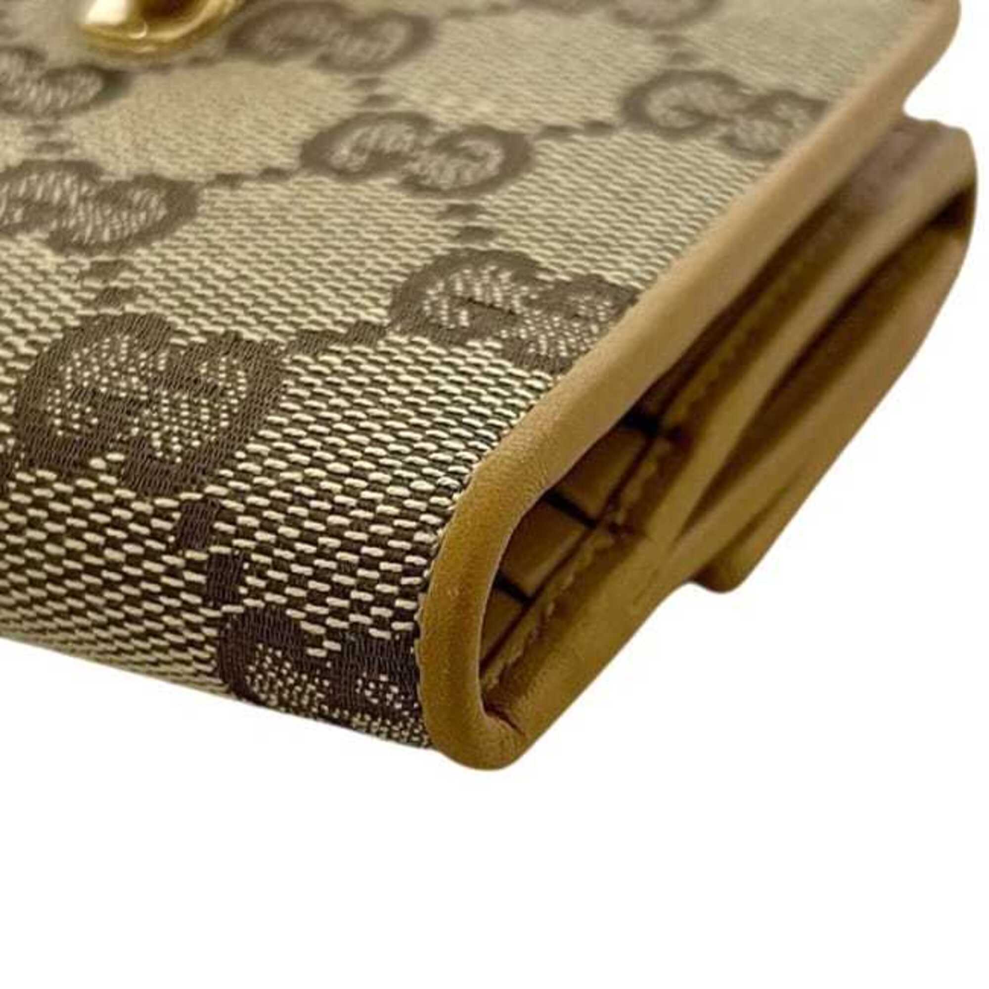 Gucci Beige Yellow Canvas Leather Wallet (Bi-Fold) (Pre-Owned)