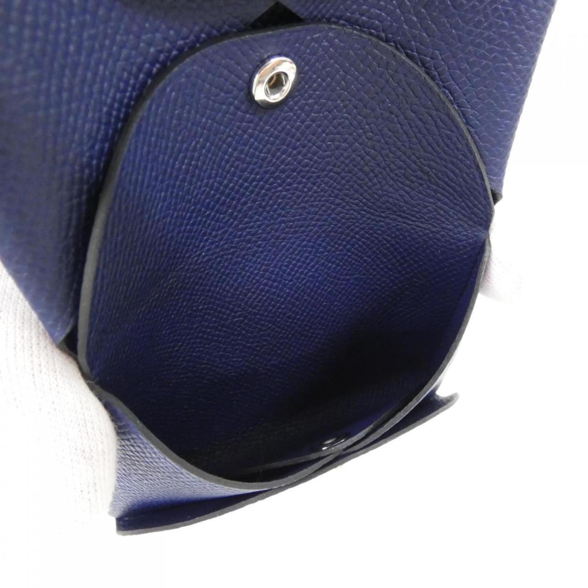 Hermes Blue Navy Epsom Leather Coin Purse/Coin Case (Pre-Owned)