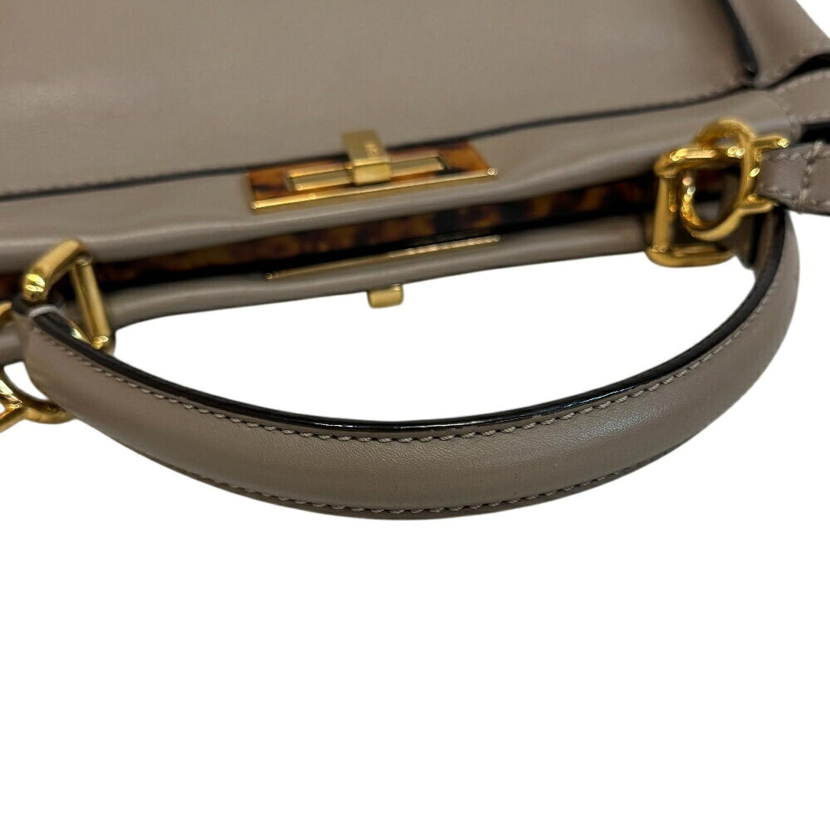 Fendi Gray Leather Handbag Shoulder Bag (Pre-Owned)