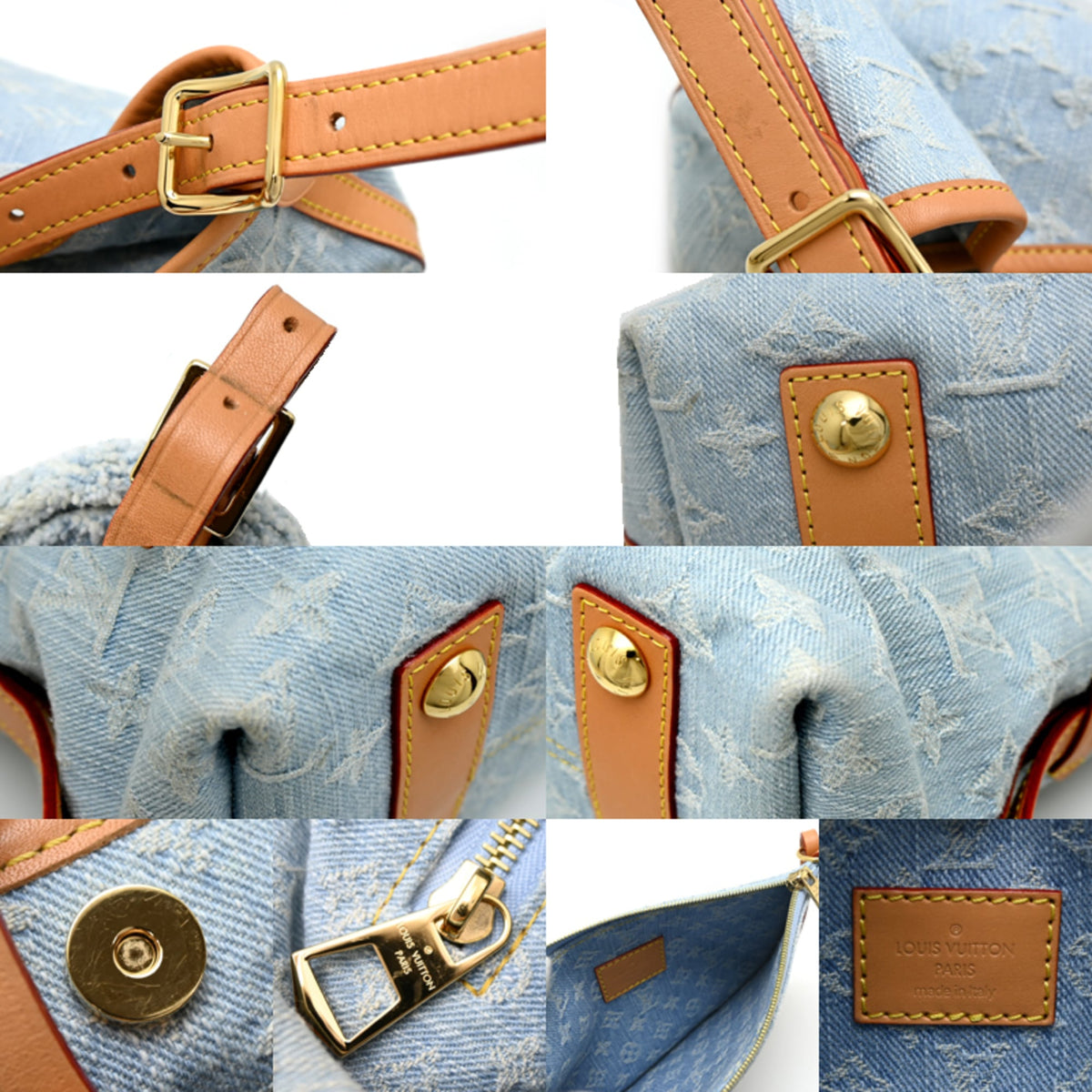 Louis Vuitton Blue Monogram Denim Leather Shoulder Bag (Pre-Owned)