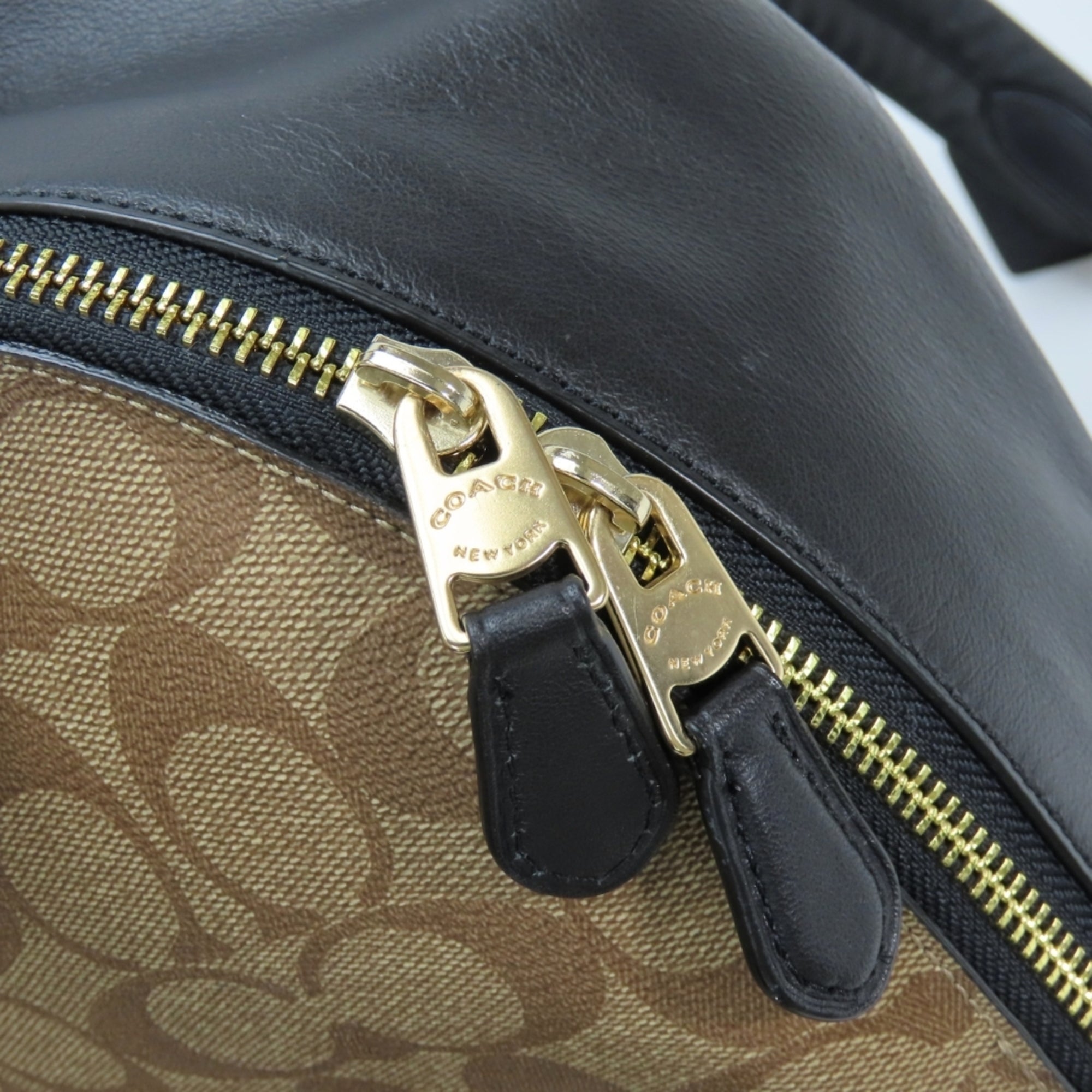 Coach Signature Black Brown Pvc Leather Backpack (Pre-Owned)