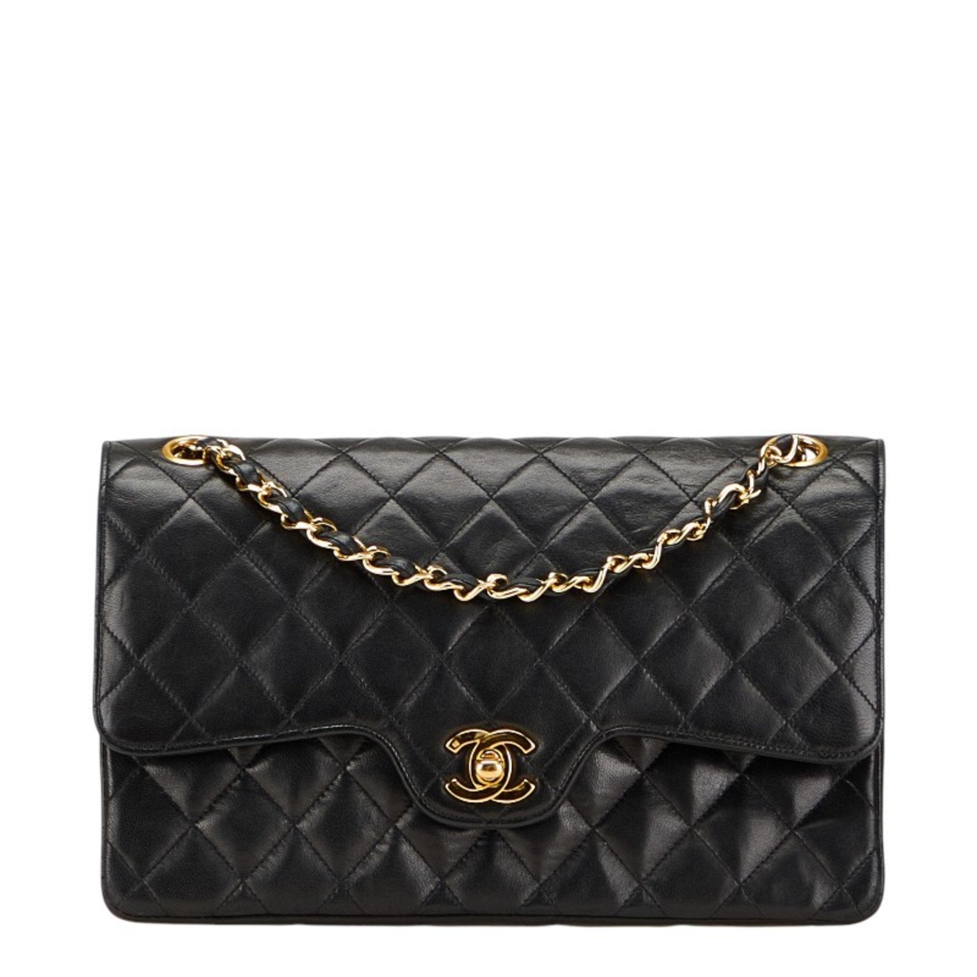 Chanel Matelasse Black Leather Shoulder Bag (Pre-Owned)