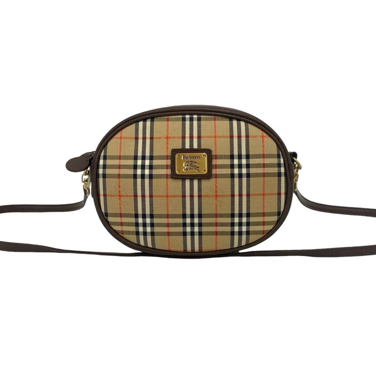 Burberry Beige Brown Canvas Leather Shoulder Bag (Pre-Owned)