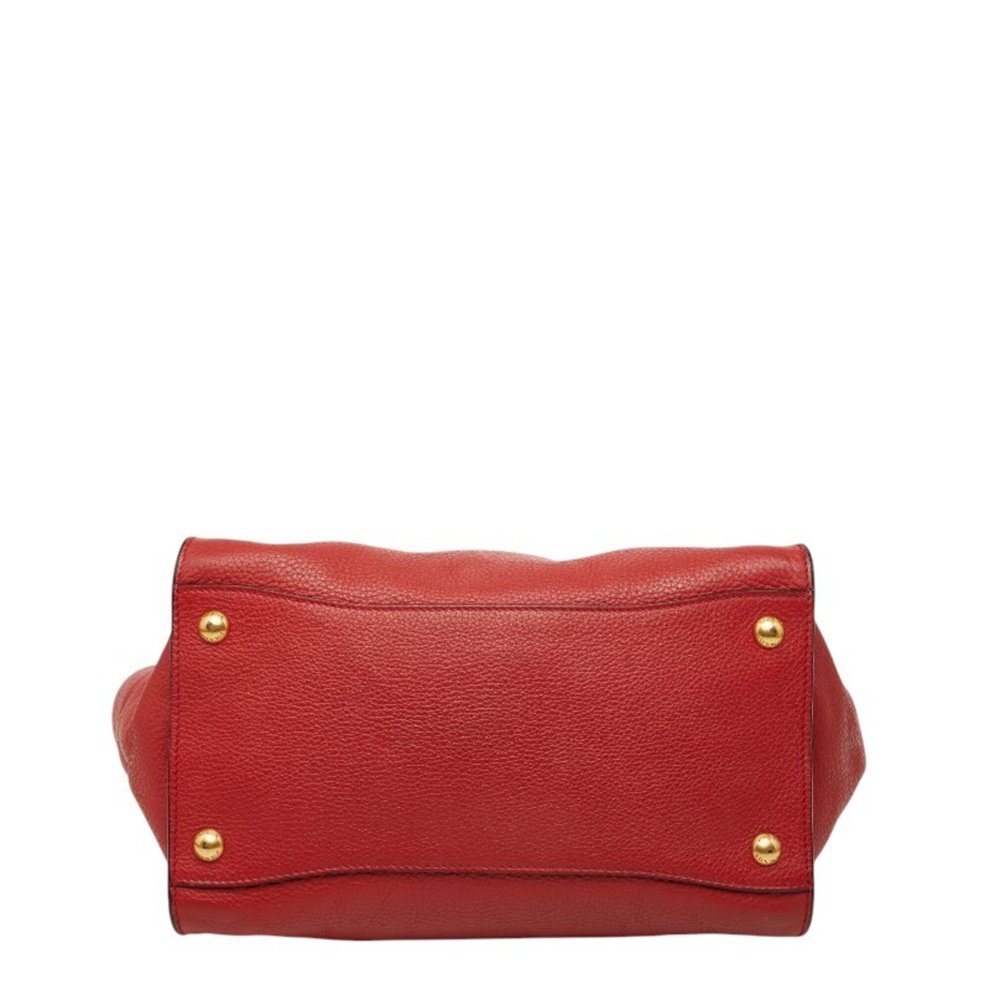 Prada Red Color Leather Handbag Shoulder Bag (Pre-Owned)