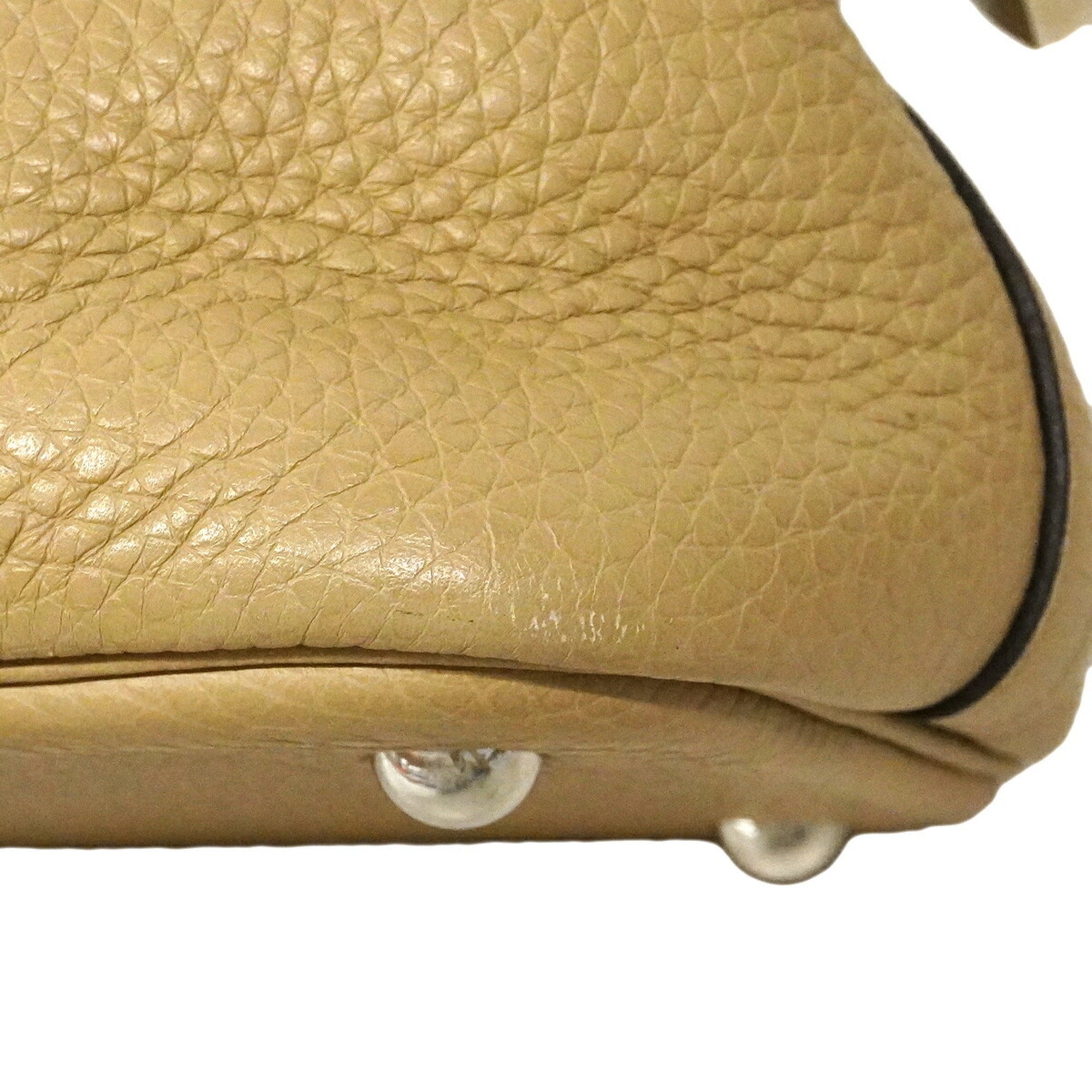 Hermes Beige Taurillon Clemence Leather Handbag (Pre-Owned)