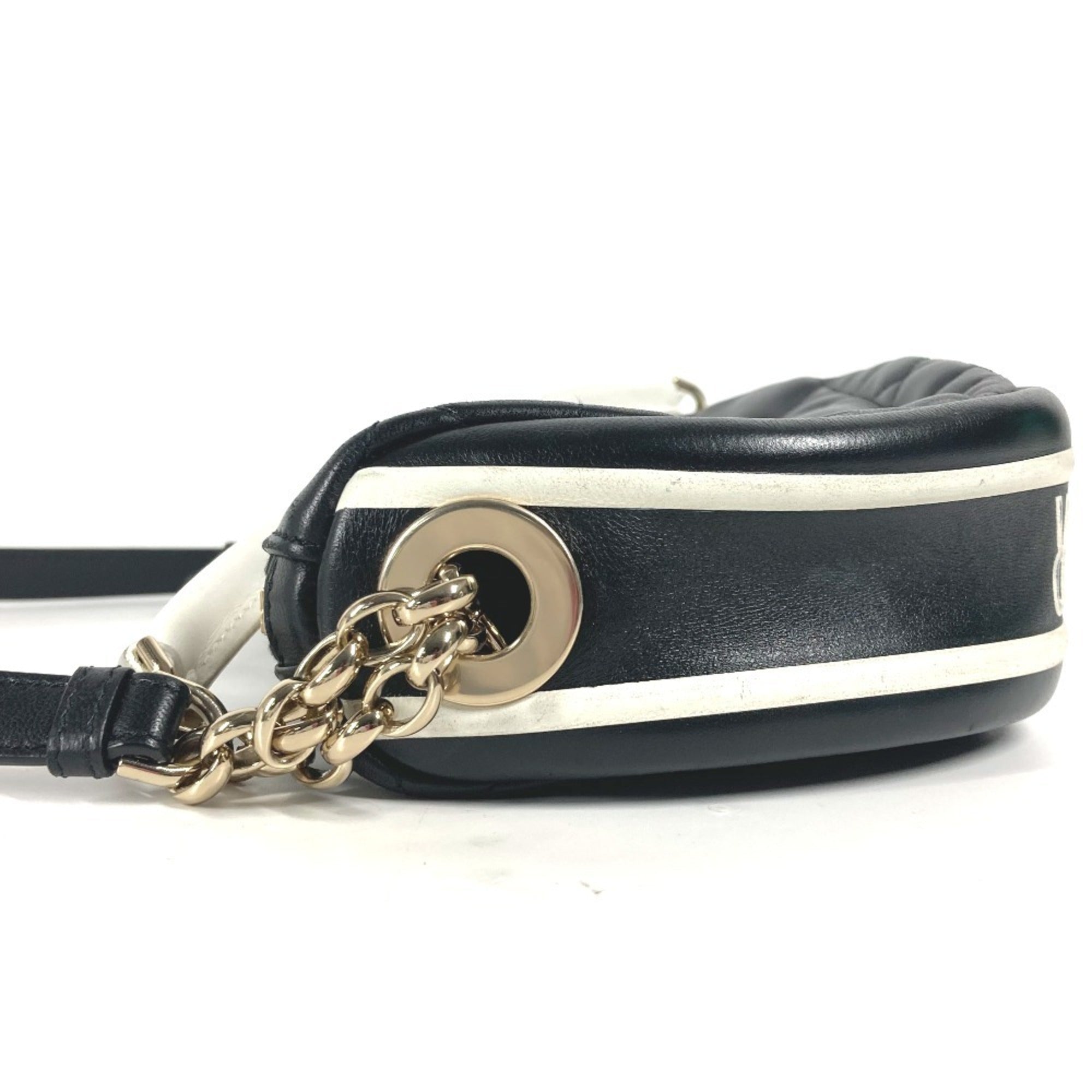 Christian Dior Black White Leather Handbag Shoulder Bag (Pre-Owned)