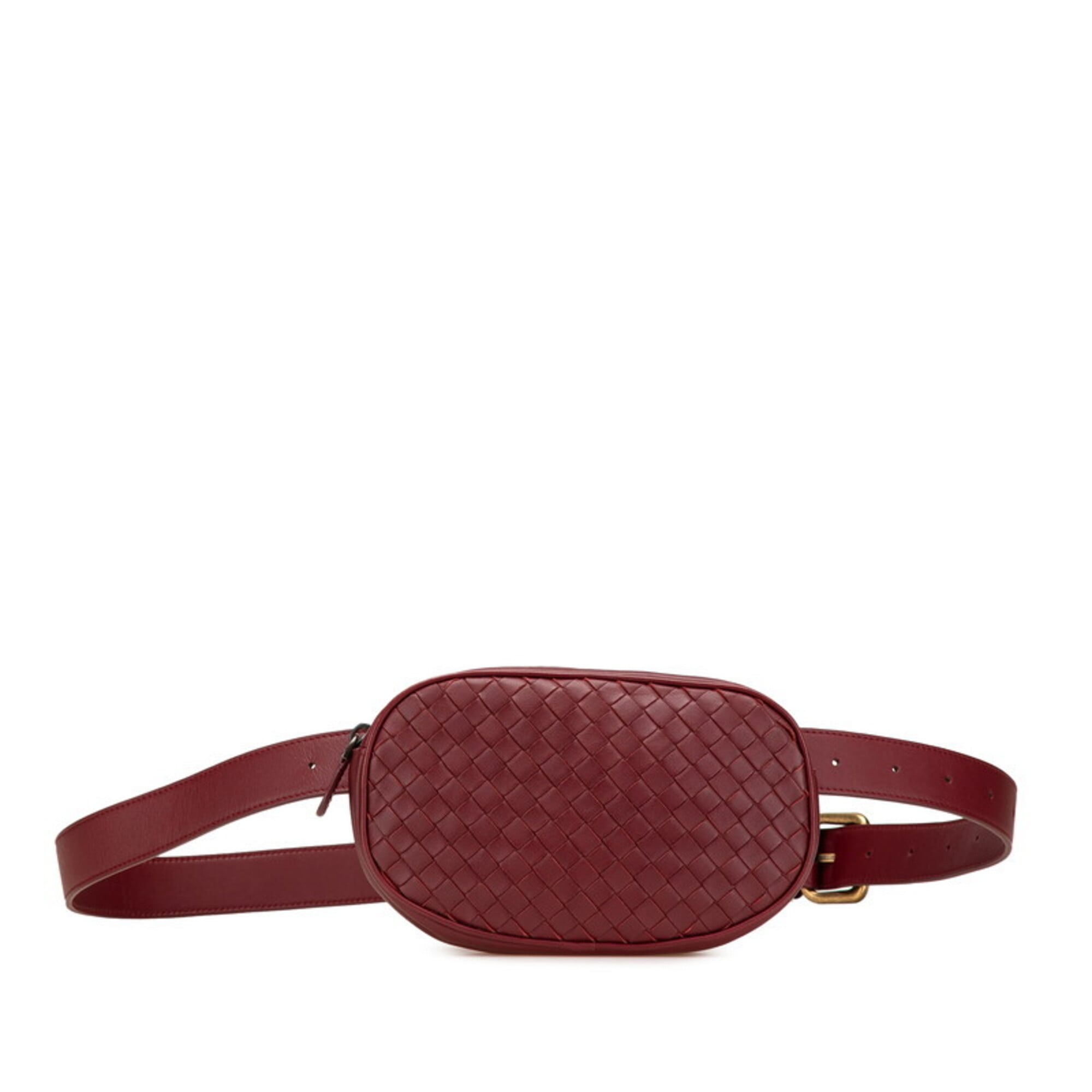 Bottega Veneta Bordeaux Red Color Wine Leather Fanny Pack (Pre-Owned)