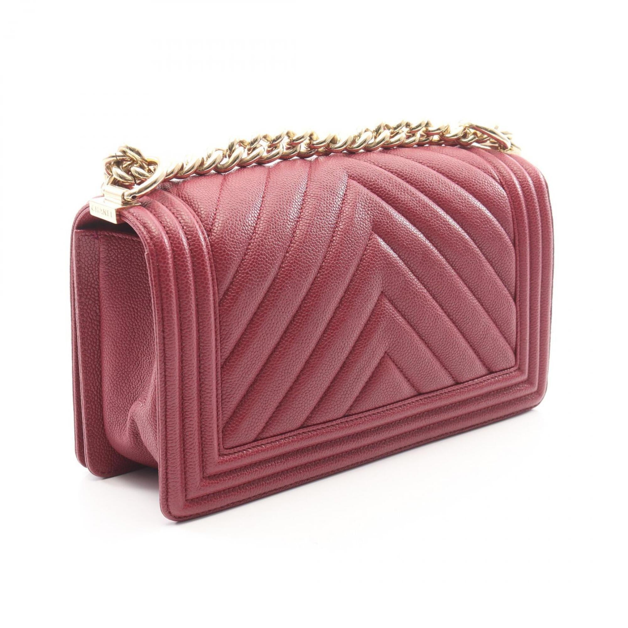 Chanel Bordeaux Grained Calfskin Handbag Shoulder Bag (Pre-Owned)