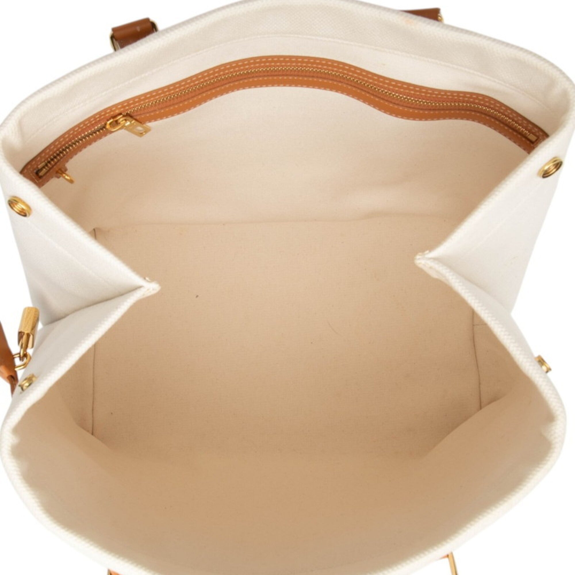 Celine Brown White Canvas Leather Tote Bag (Pre-Owned)