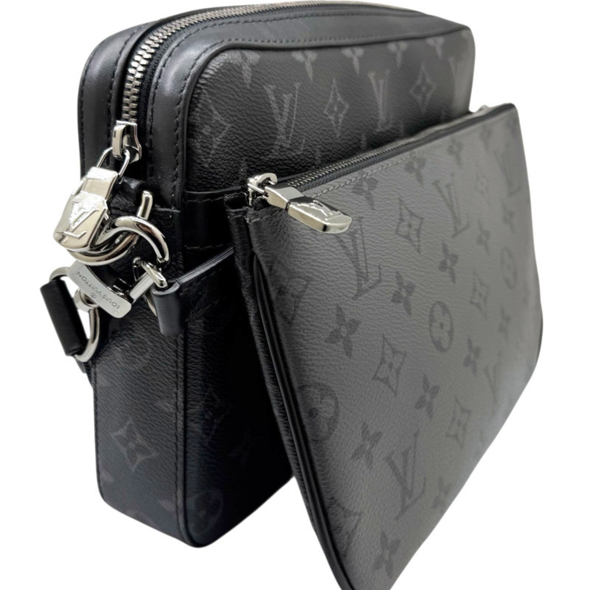 Louis Vuitton Monogram Eclipse Black Gray Monogram Eclipse Monogram Eclipse Pouch Shoulder Bag (Pre-Owned)
