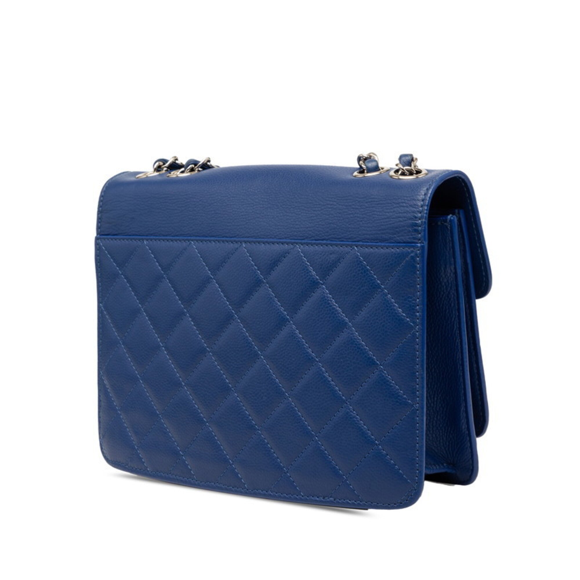 Chanel Blue Grained Calfskin Shoulder Bag (Pre-Owned)