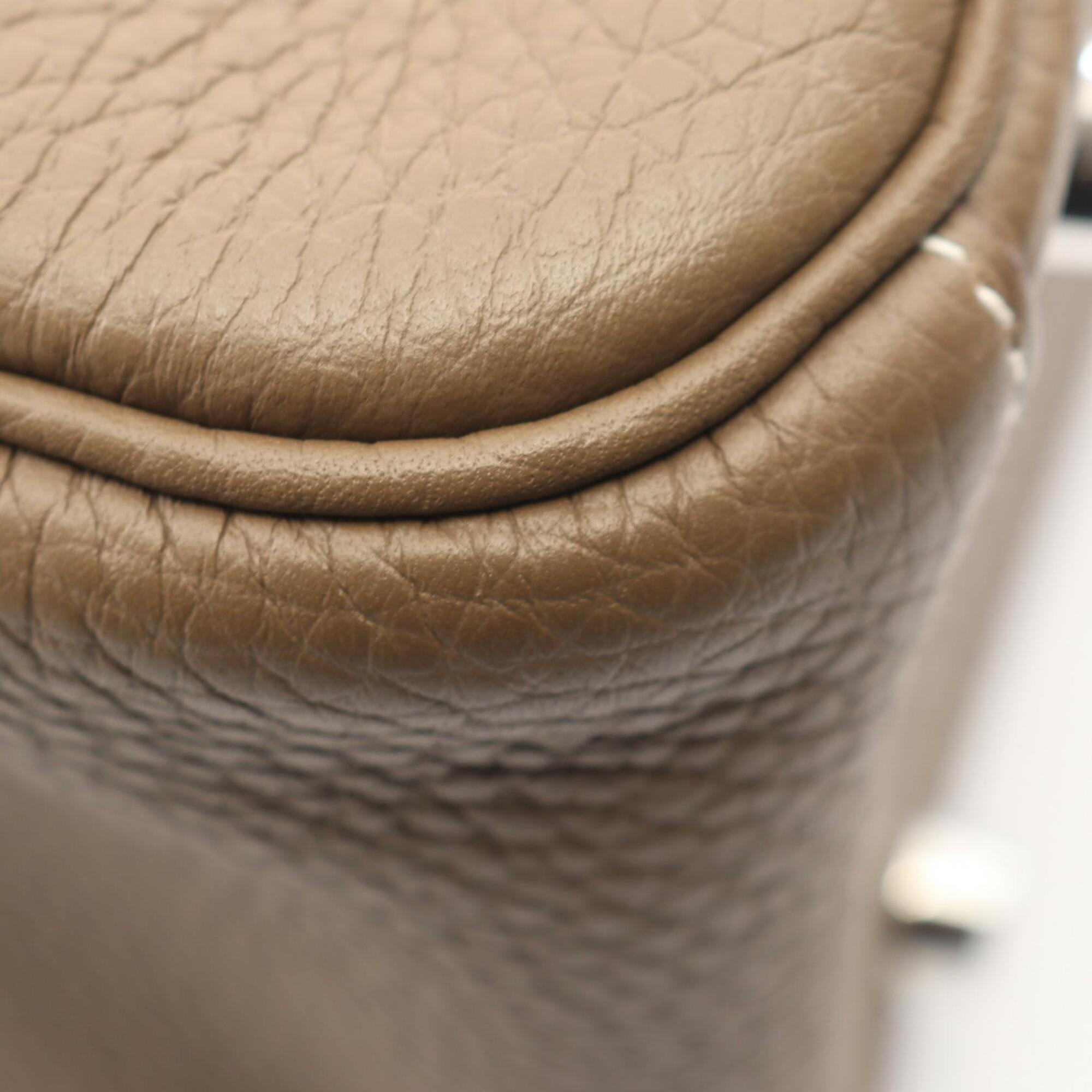 Hermes Etoupe Gray Gray Taurillon Clemence Leather Handbag Shoulder Bag (Pre-Owned)