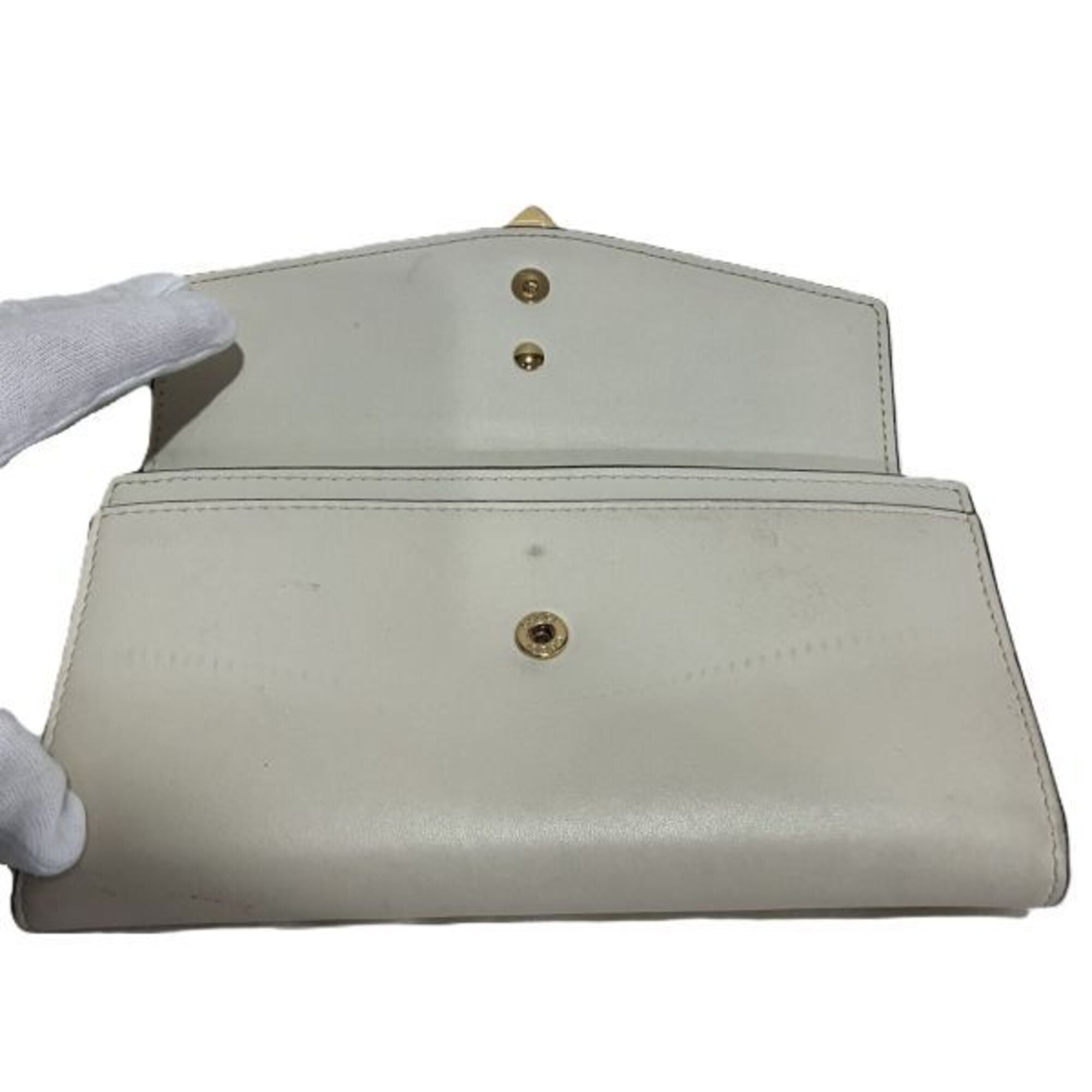 Gucci Ivory Canvas Leather Long Wallet (Bi-Fold) (Pre-Owned)