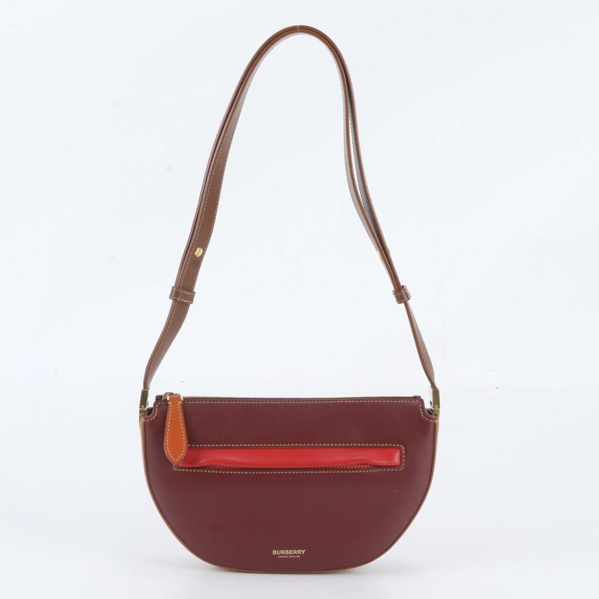 Burberry Brown Red Color Wine Leather Handbag Shoulder Bag Tote Bag (Pre-Owned)