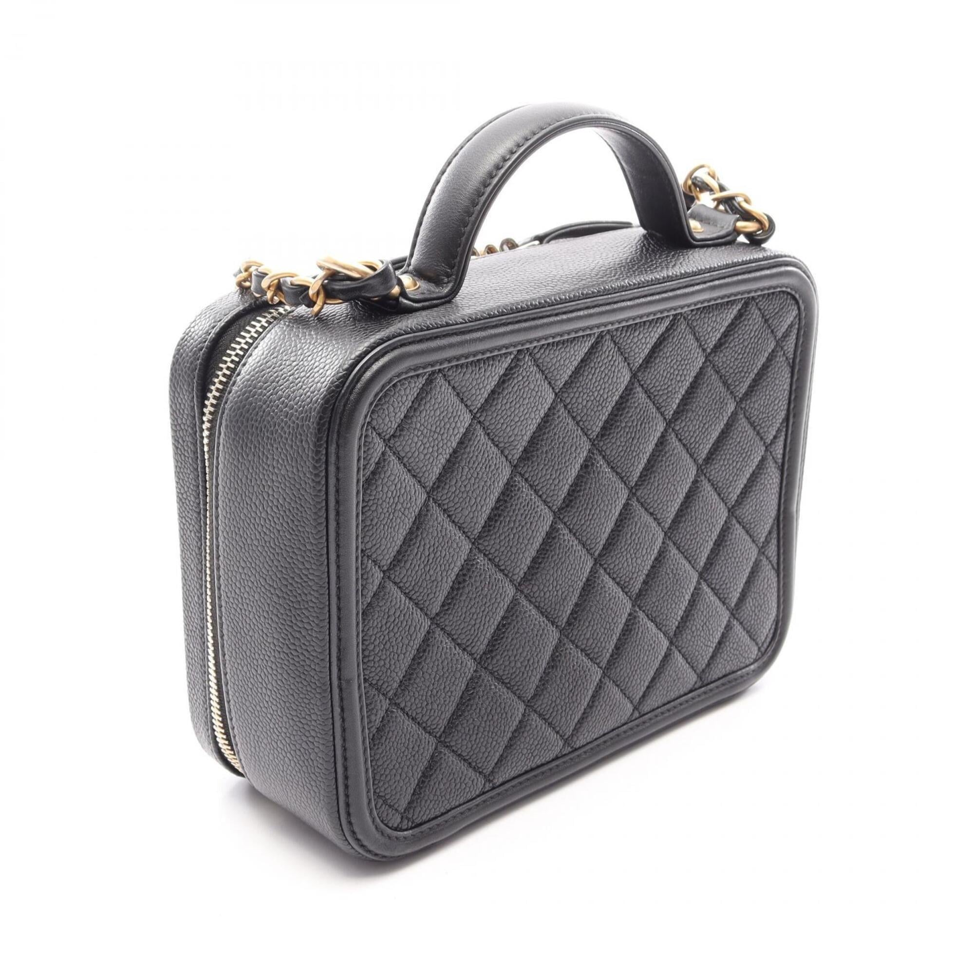 Chanel Black Grained Calfskin Handbag Shoulder Bag Vanity Bag (Pre-Owned)