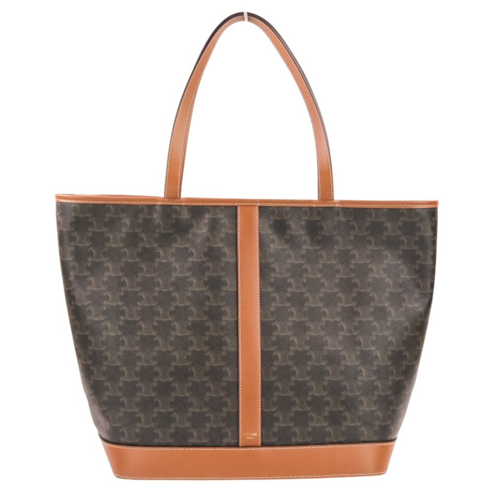 Celine Cabas Black Brown Leather Shoulder Bag Tote Bag (Pre-Owned)