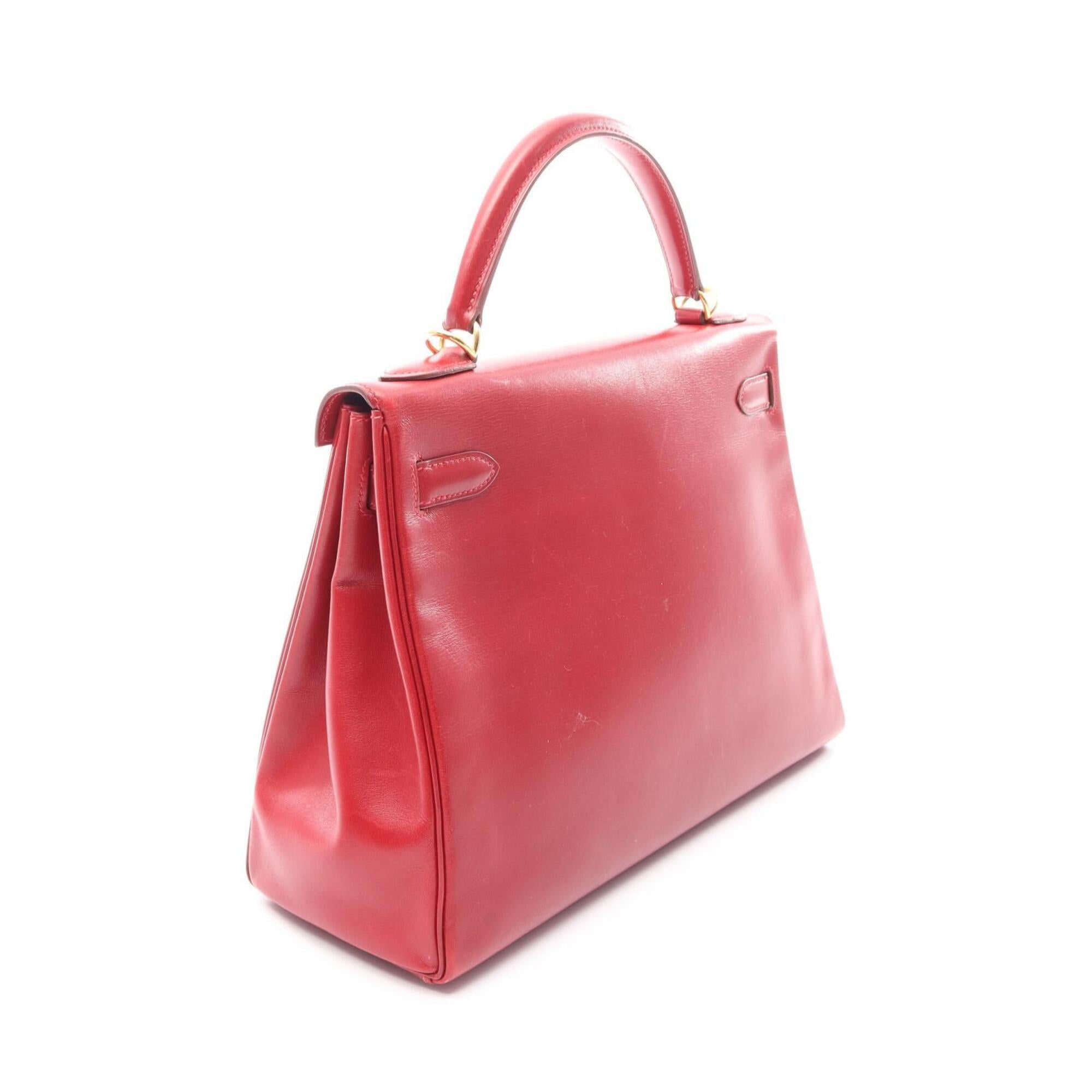 Hermes Red Color Tadelakt Leather Handbag (Pre-Owned)