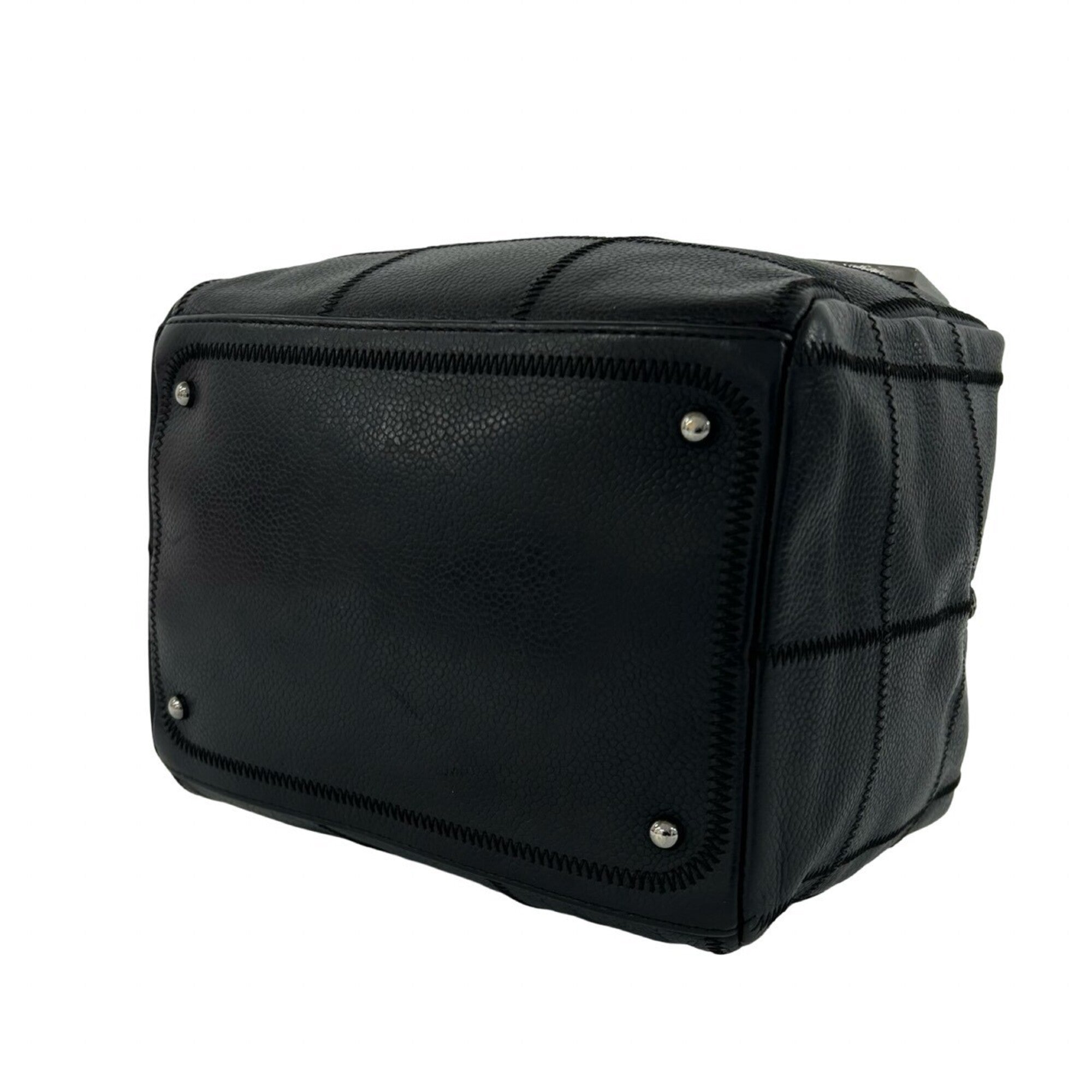 Chanel Black Grained Calfskin Handbag (Pre-Owned)