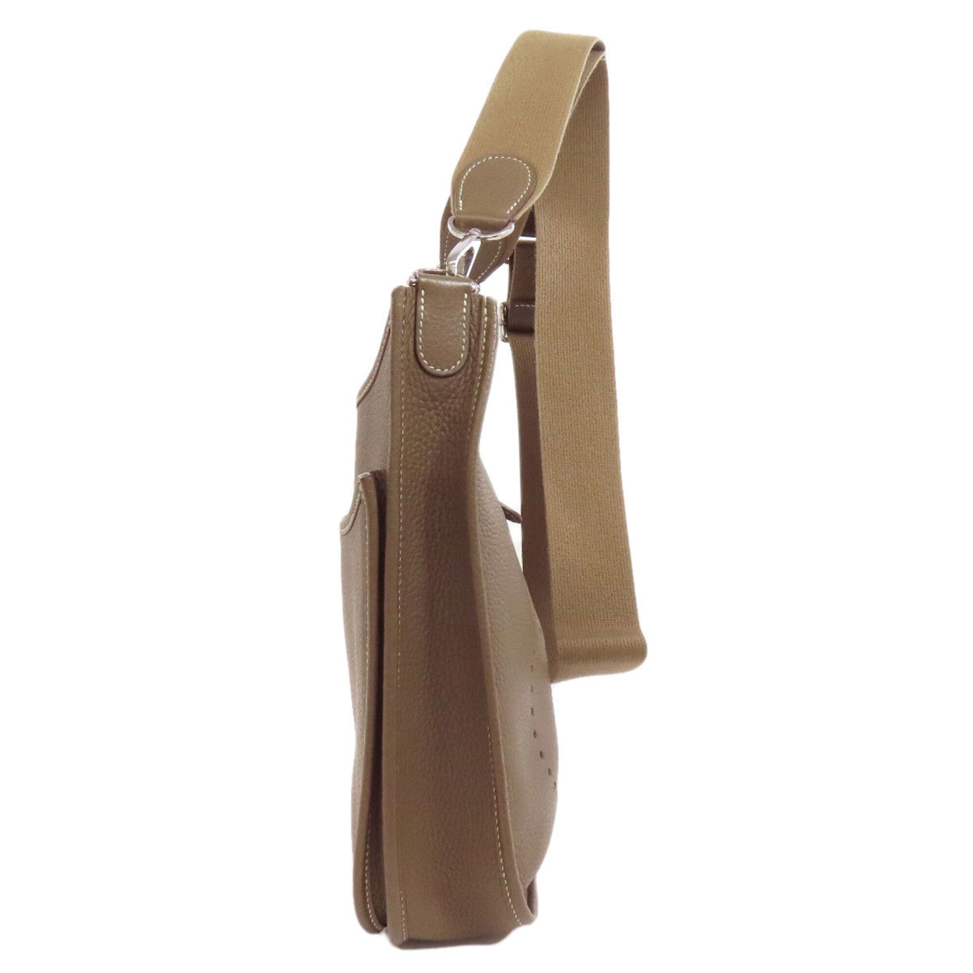 Hermes Brown Etoupe Gray Taurillon Clemence Leather Shoulder Bag (Pre-Owned)