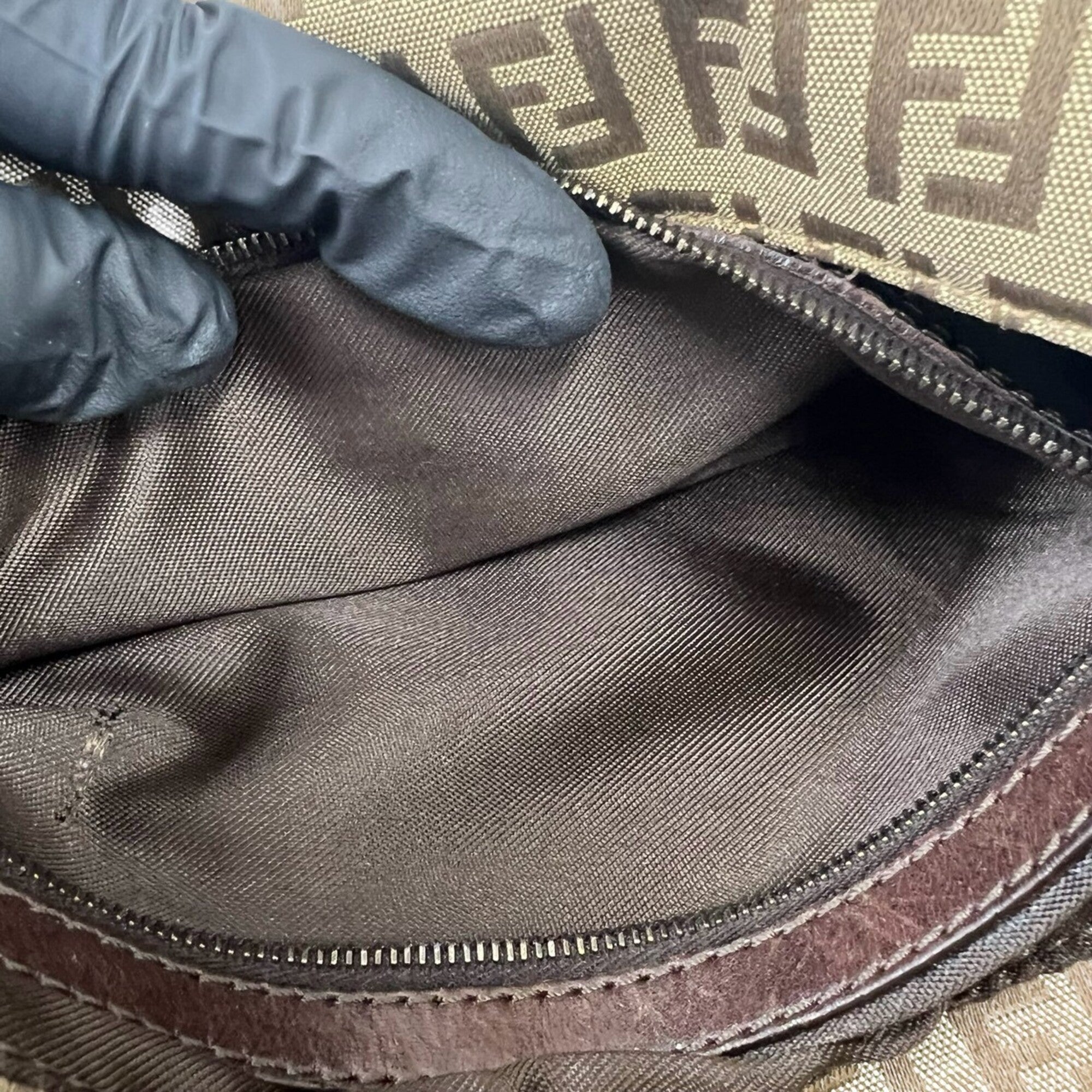 Fendi Beige Brown Canvas Leather Shoulder Bag (Pre-Owned)