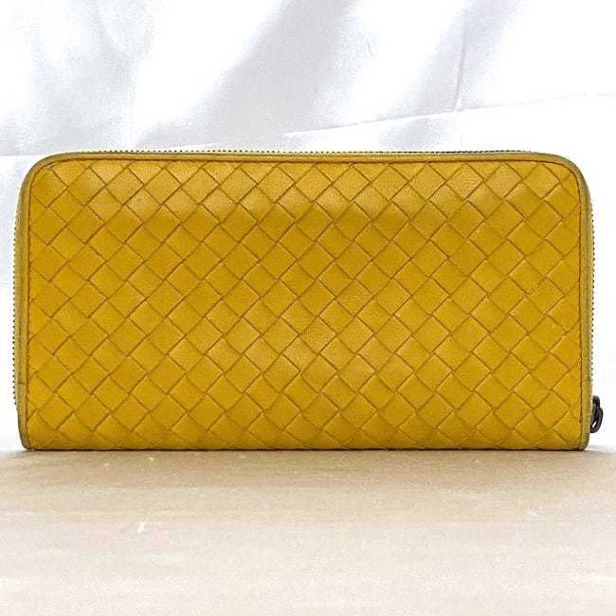 Bottega Veneta Yellow Leather Long Wallet (Bi-Fold) (Pre-Owned)