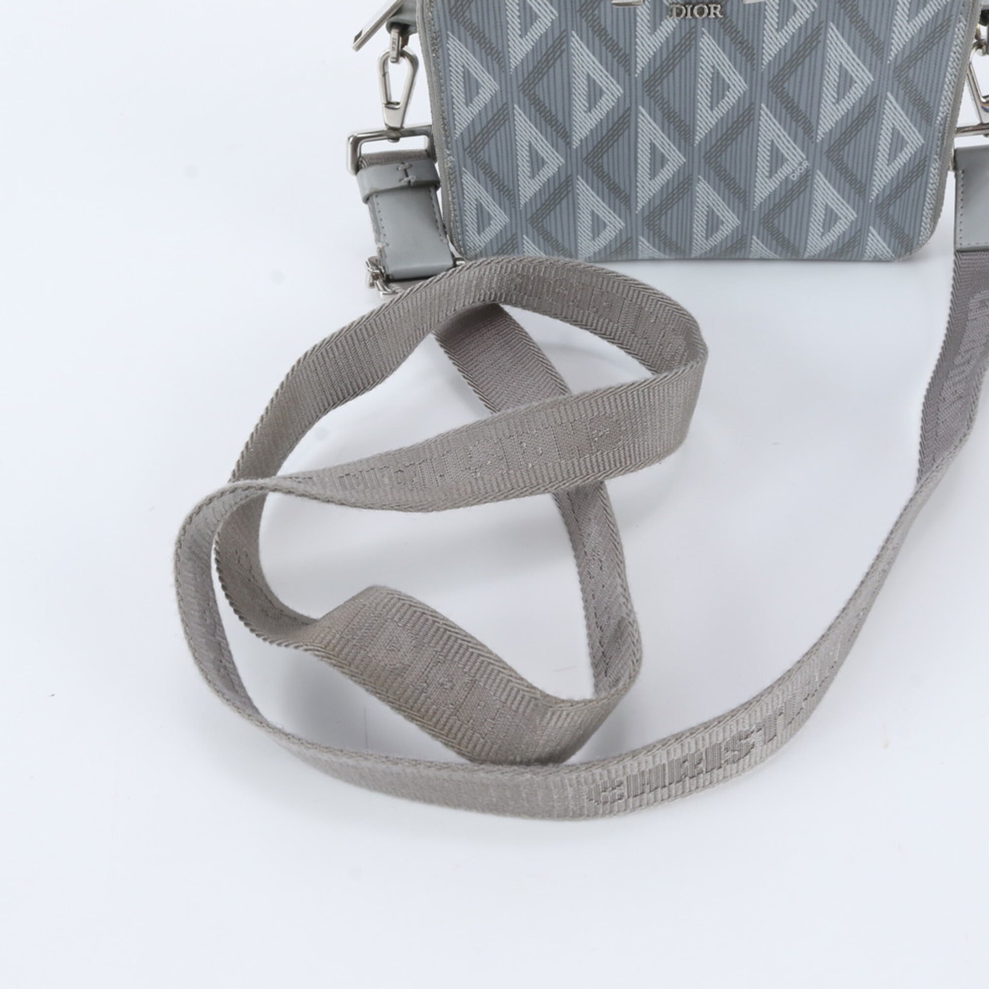 Christian Dior Gray Leather Coated Canvas Shoulder Bag (Pre-Owned)