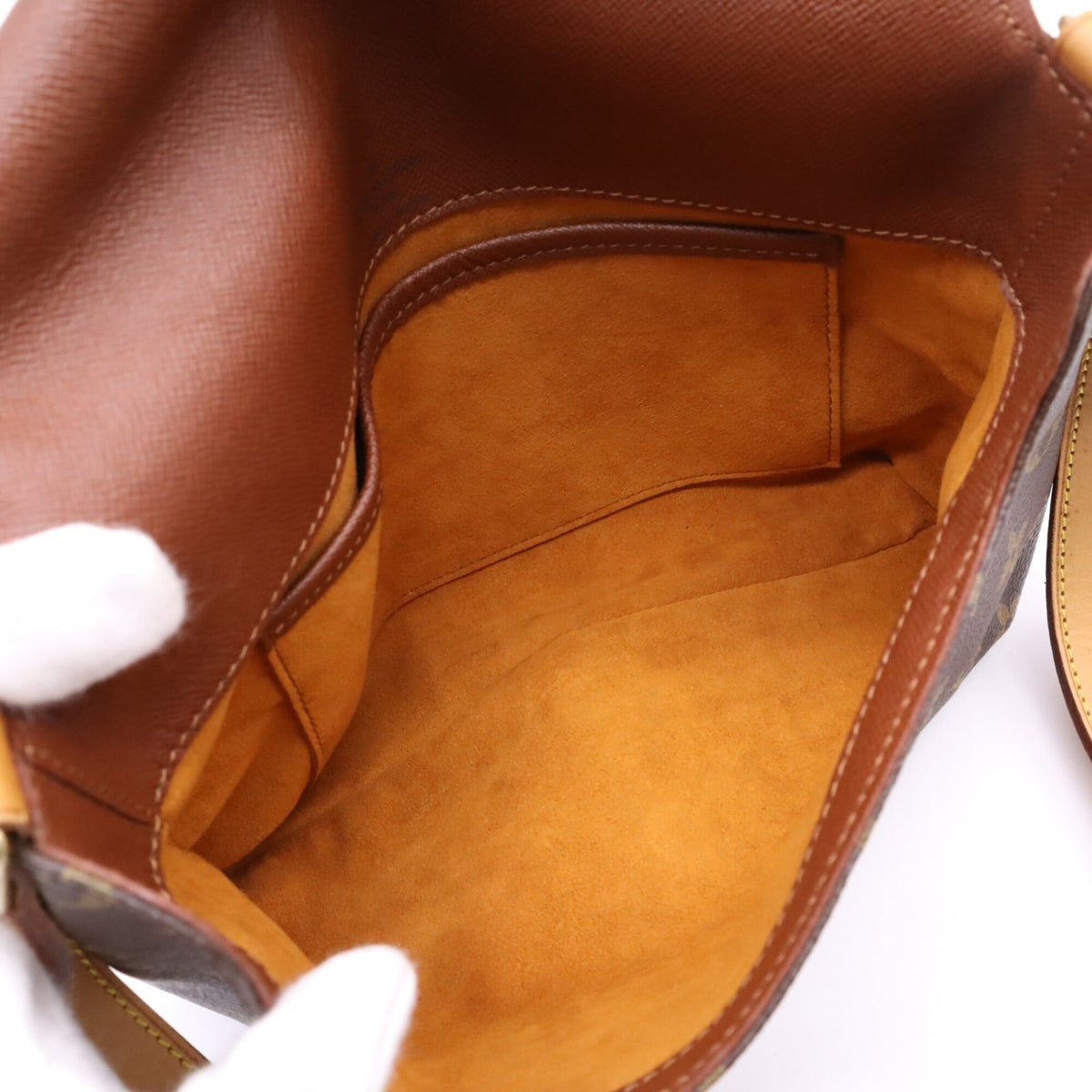 Louis Vuitton Beige Brown Coated Canvas Leather Shoulder Bag (Pre-Owned)
