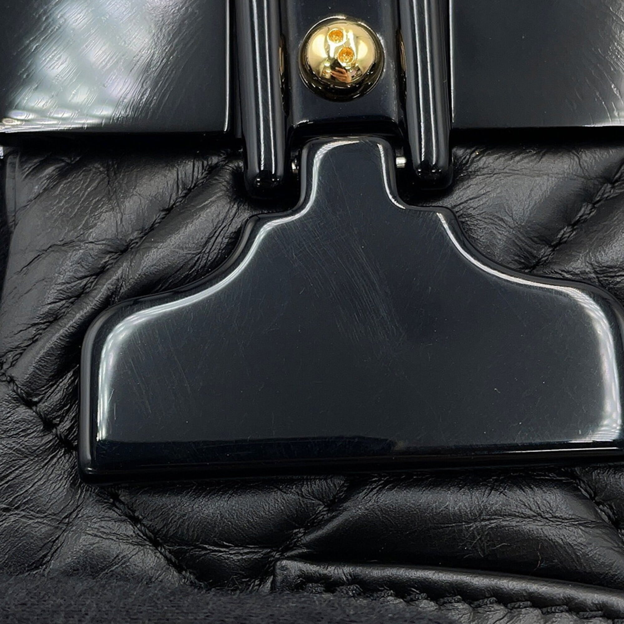 Chanel Matelasse Black Leather Handbag Shoulder Bag (Pre-Owned)