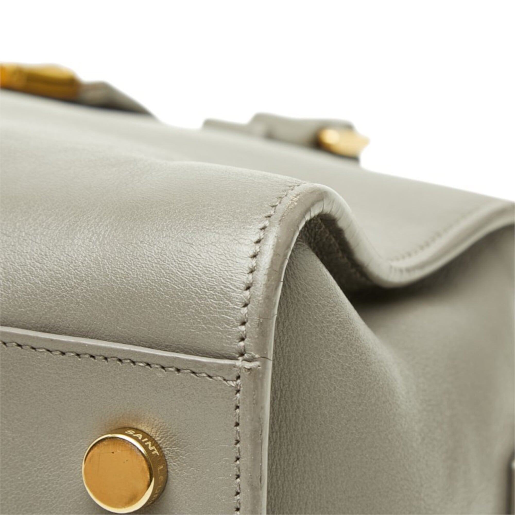 Saint Laurent Gray Leather Handbag Shoulder Bag (Pre-Owned)