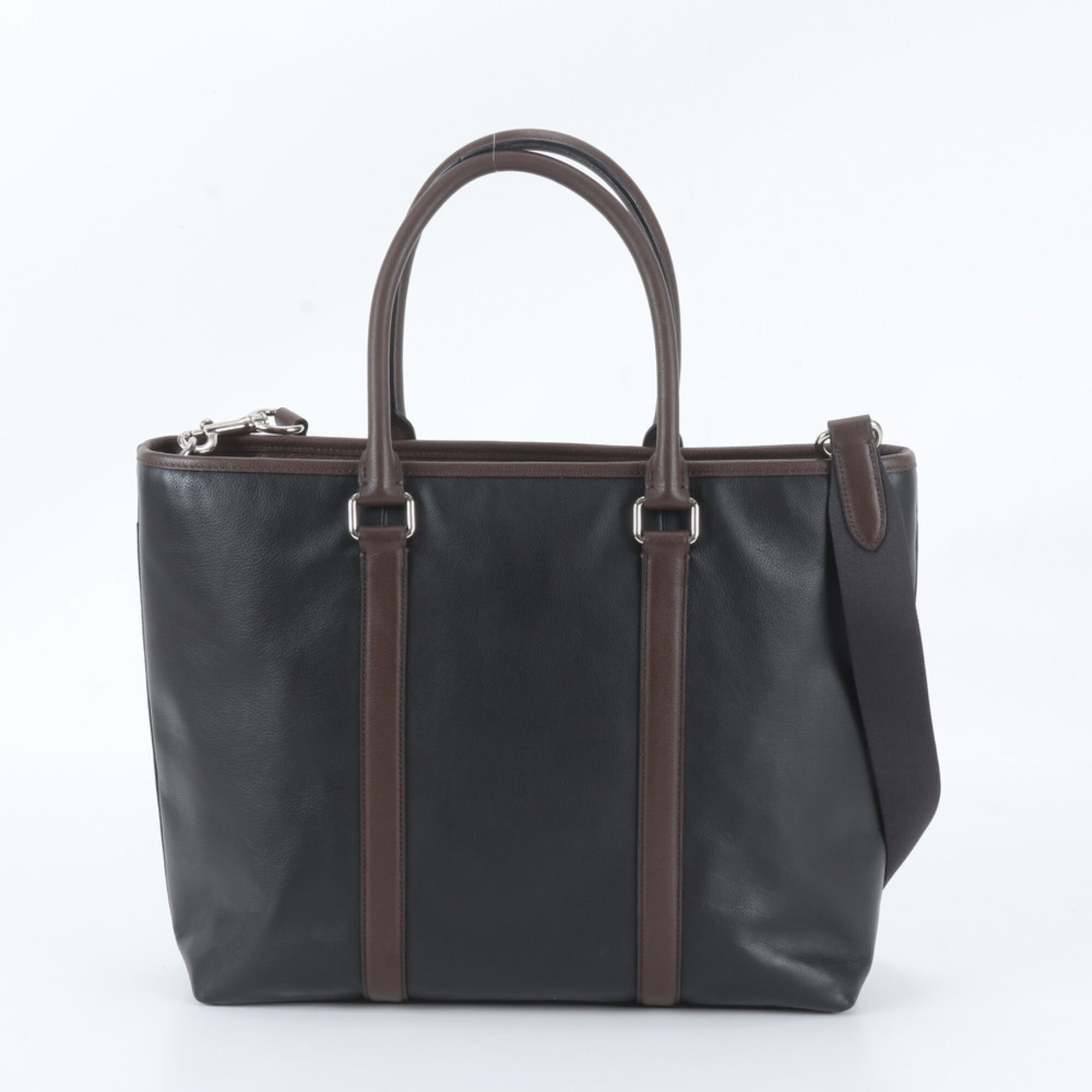 Coach Black Brown Leather Shoulder Bag Tote Bag (Pre-Owned)