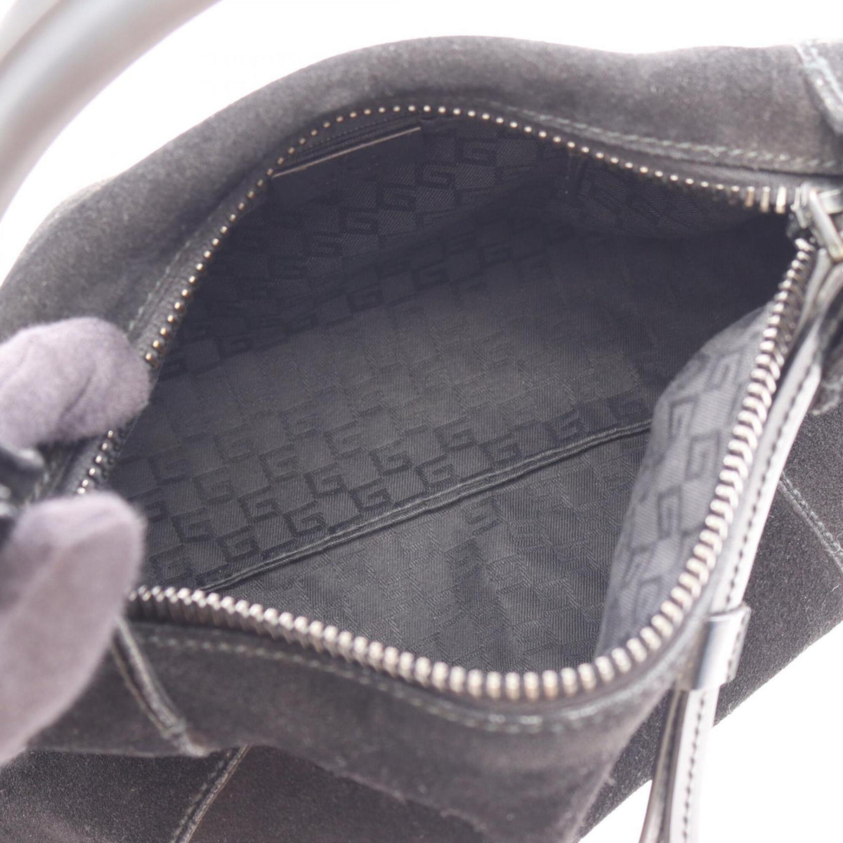 Gucci Black Suede Leather Handbag Shoulder Bag (Pre-Owned)