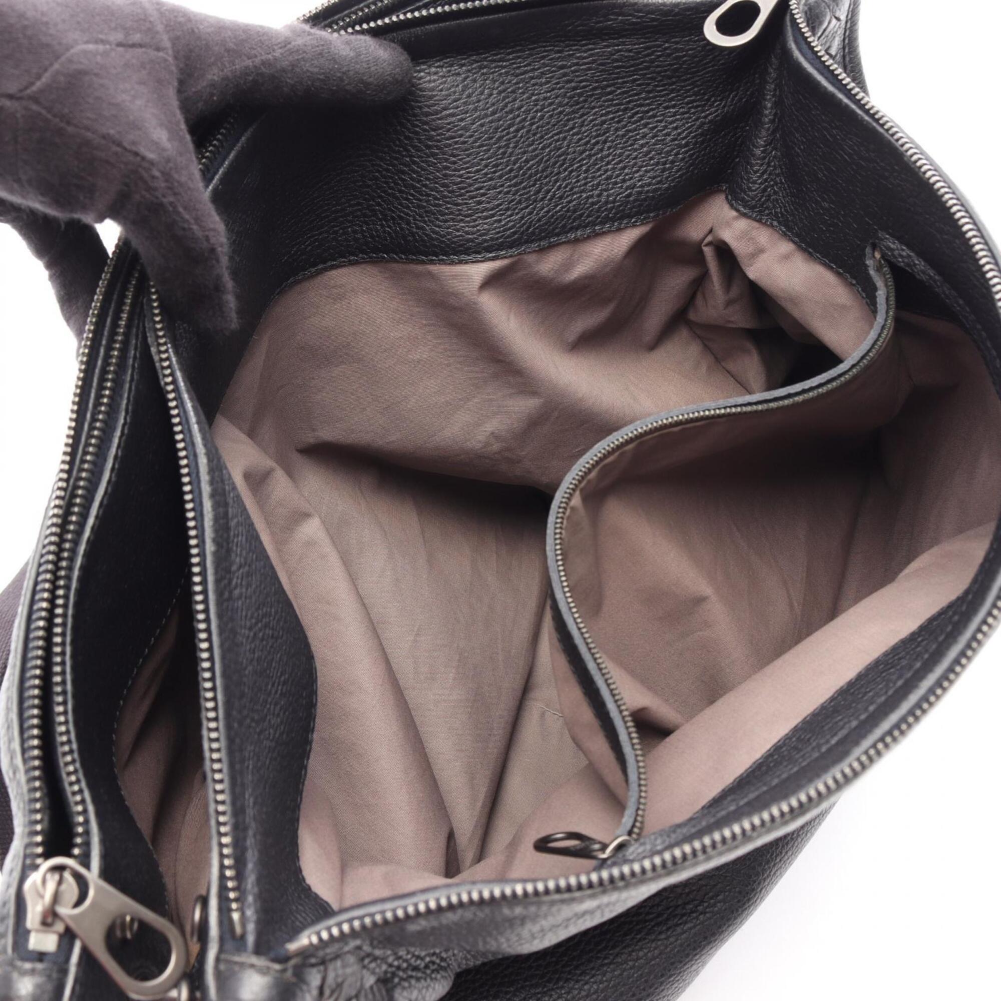 Bottega Veneta Black Leather Handbag Shoulder Bag (Pre-Owned)