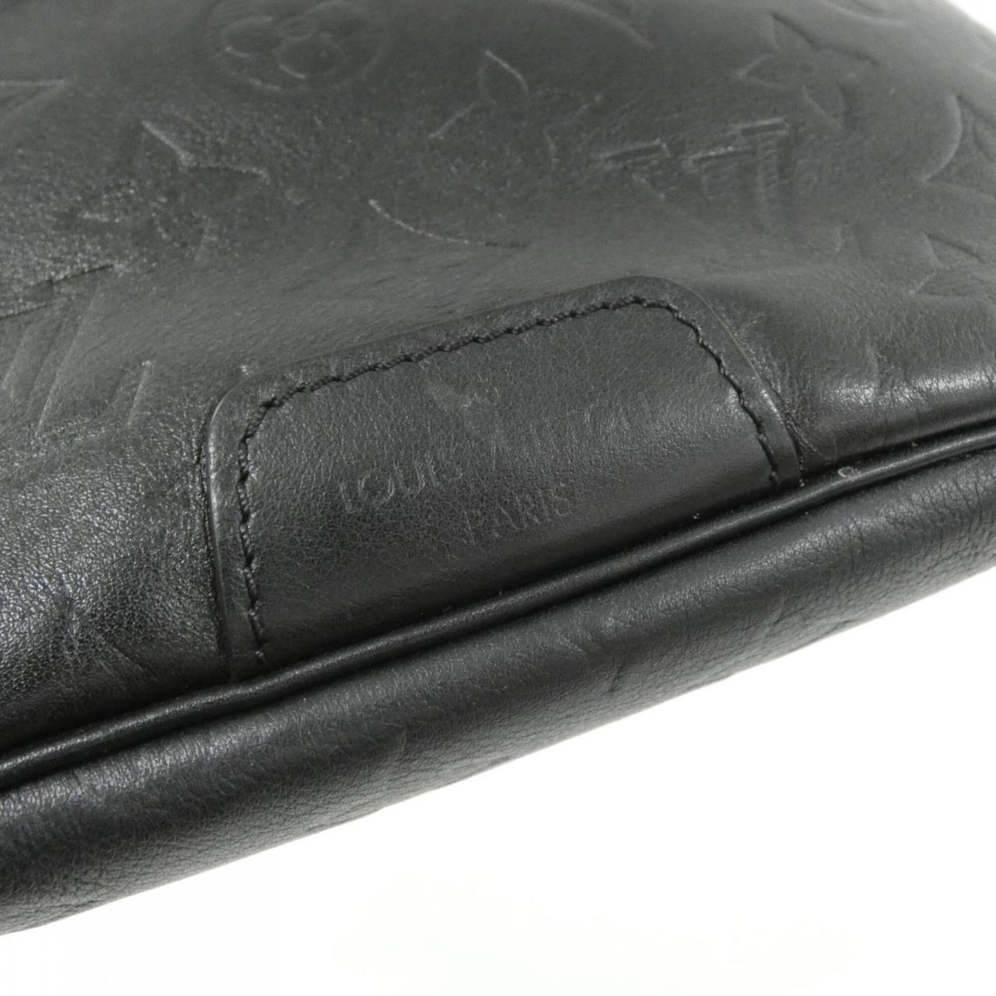 Louis Vuitton Black Leather Shoulder Bag Sling Bag (Pre-Owned)