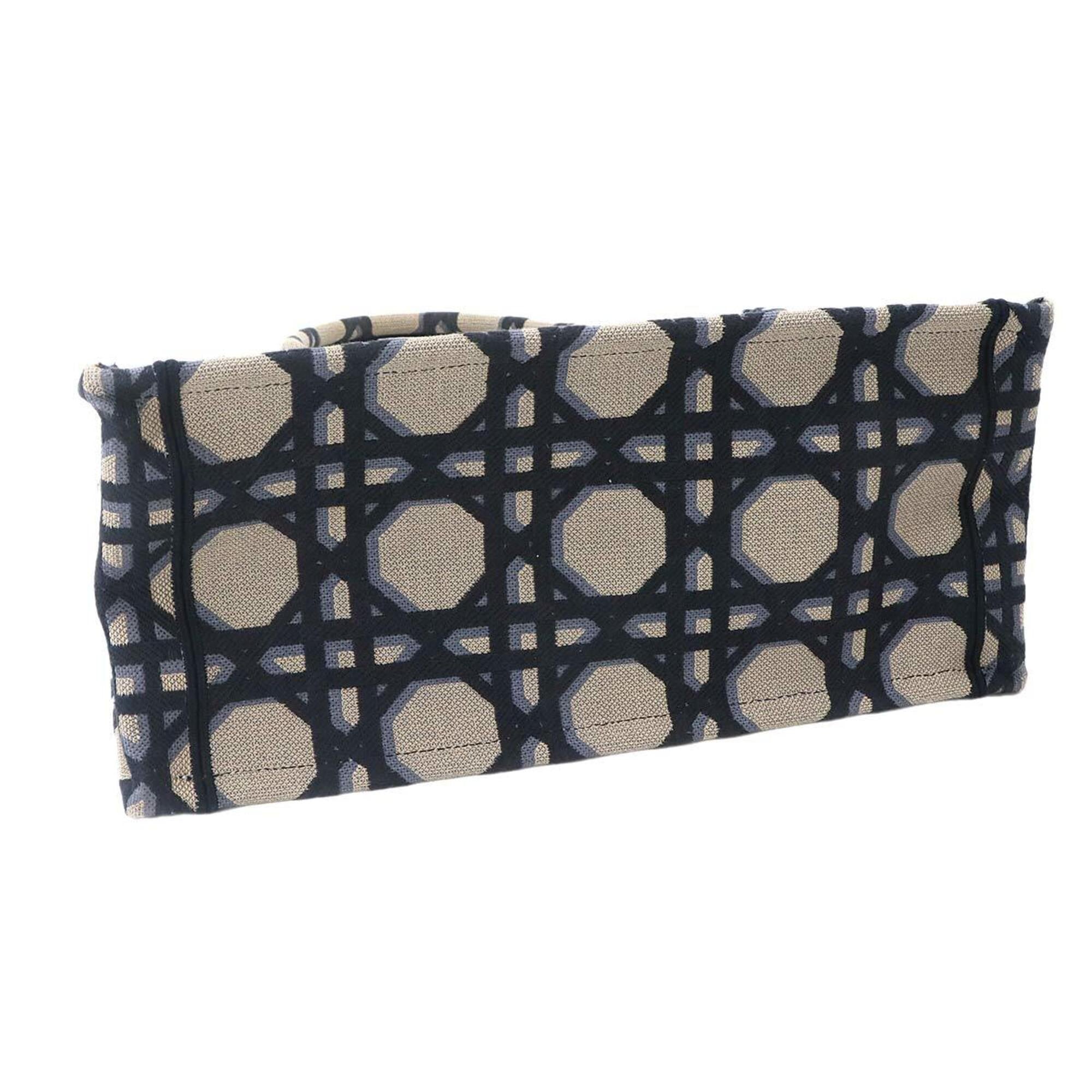 Christian Dior Beige Navy Canvas Handbag Tote Bag (Pre-Owned)