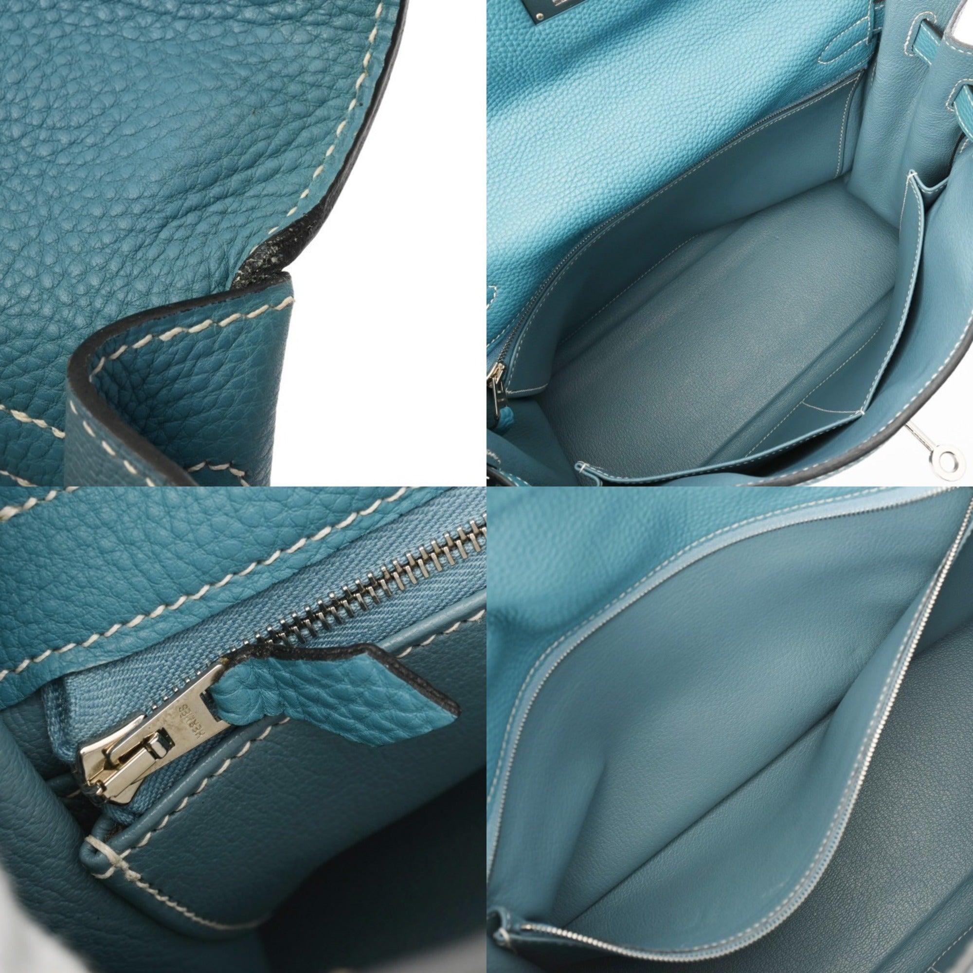 Hermes Blue Jean Taurillon Clemence Leather Handbag (Pre-Owned)