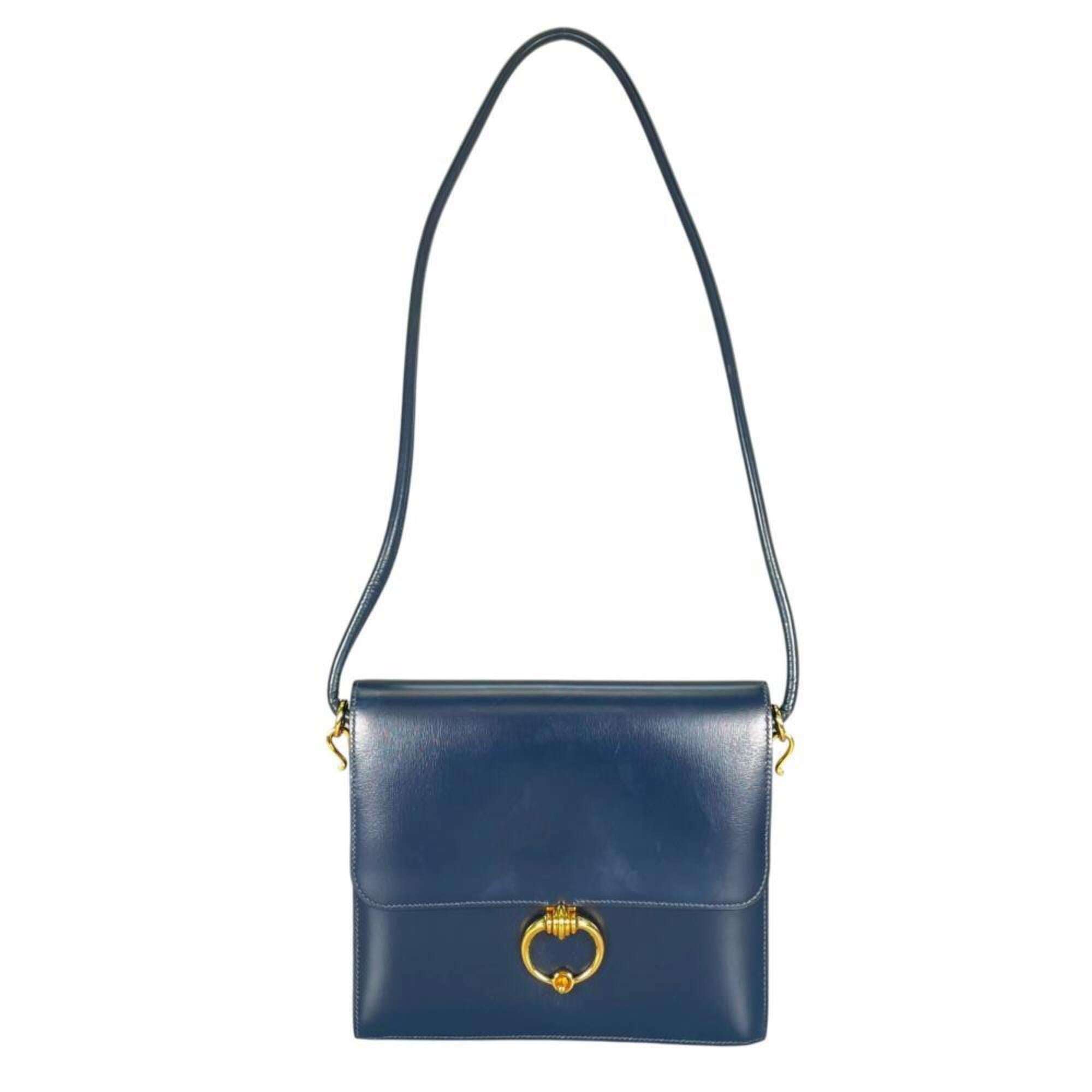 Hermes Blue Leather Shoulder Bag (Pre-Owned)