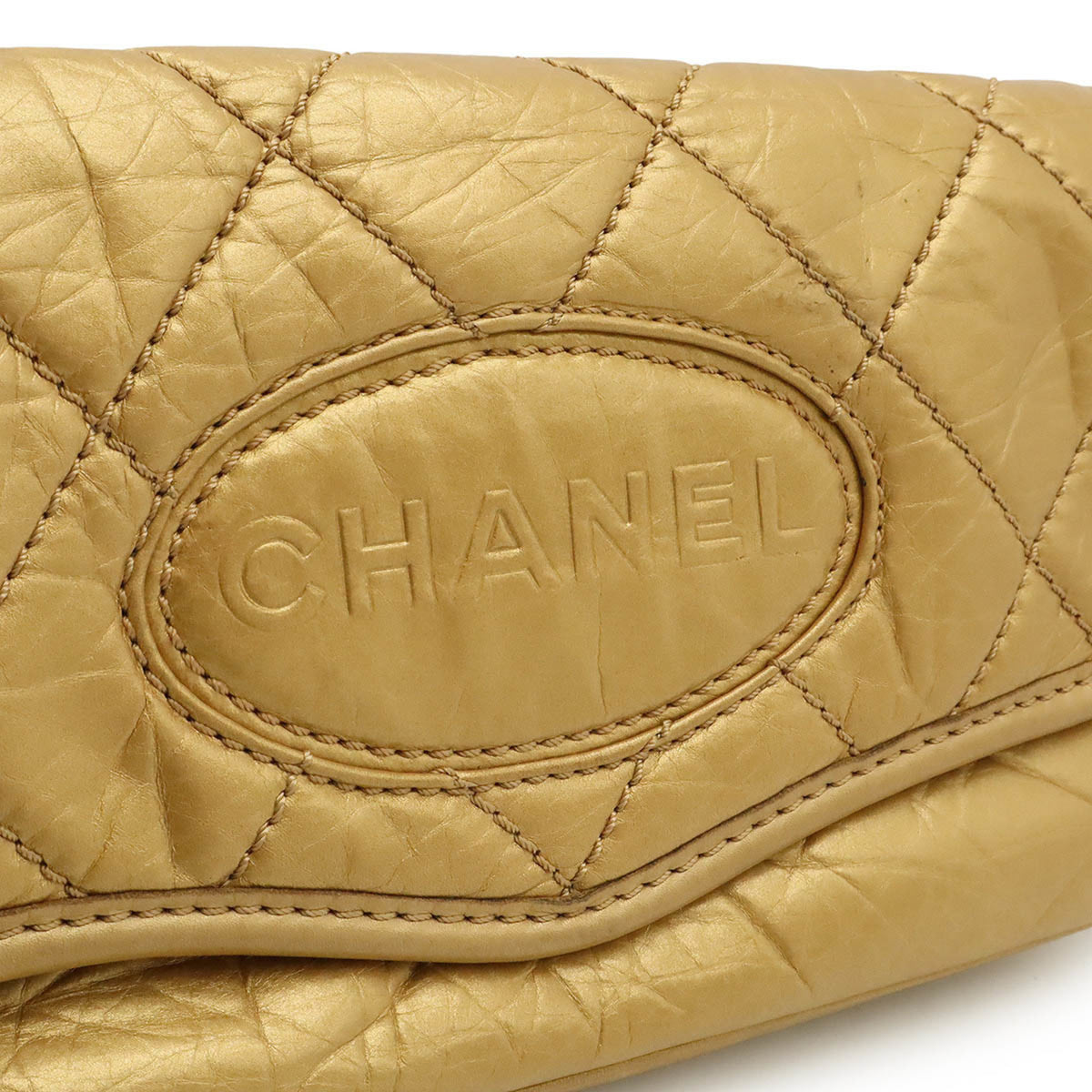 Chanel Gold Leather Shoulder Bag (Pre-Owned)
