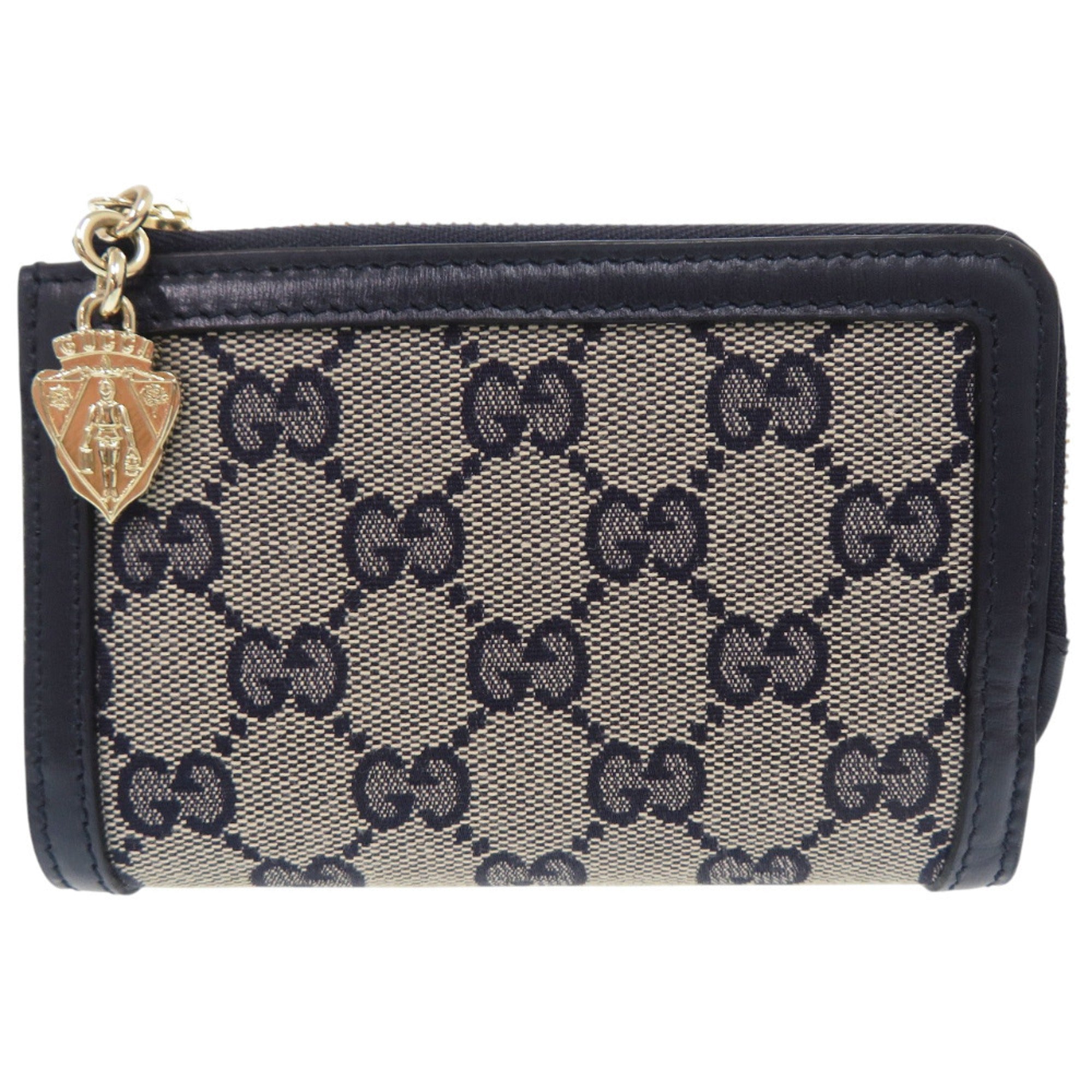 Gucci Navy Gg Canvas Leather Wallet (Bi-Fold) (Pre-Owned)