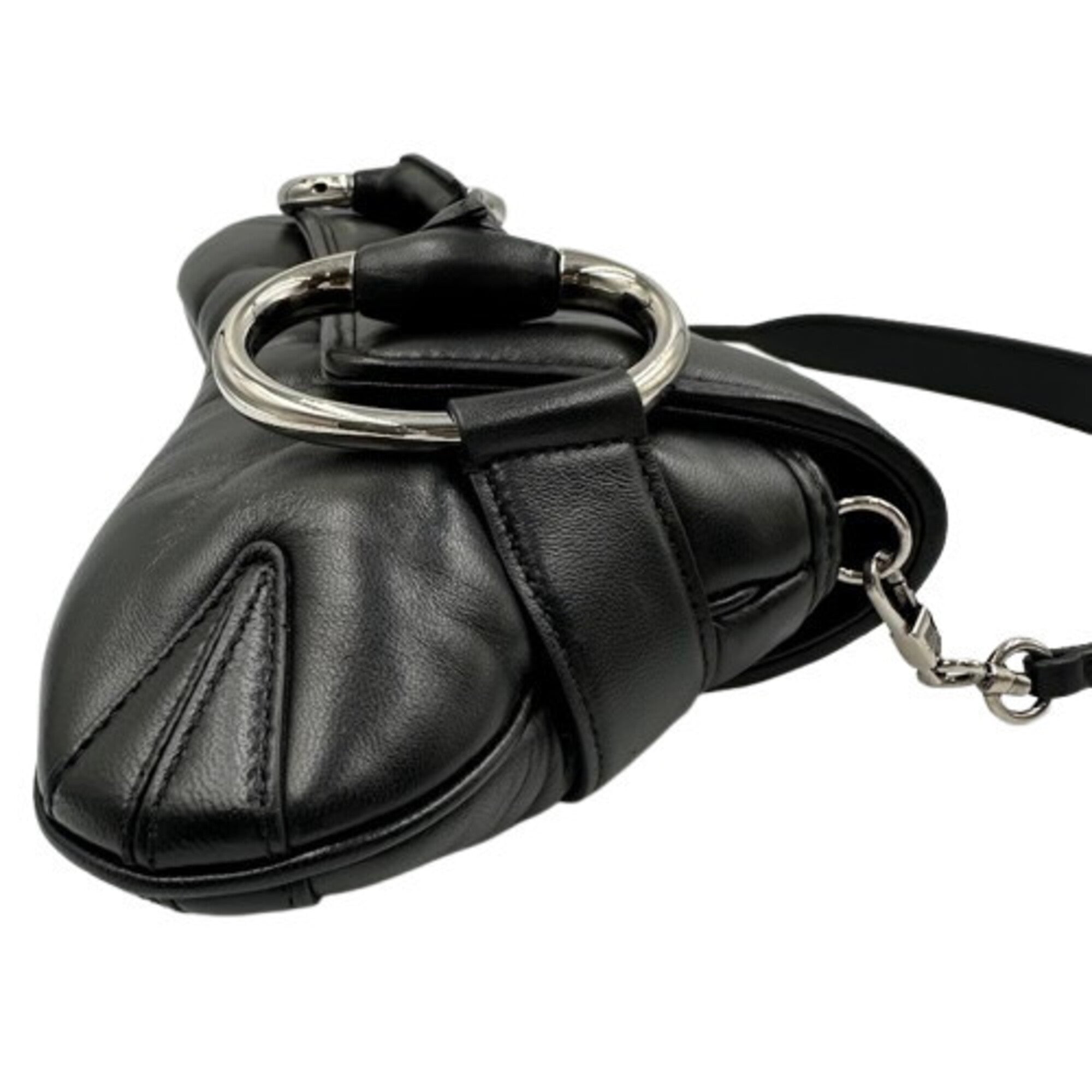 Gucci Horsebit Black Leather Shoulder Bag (Pre-Owned)