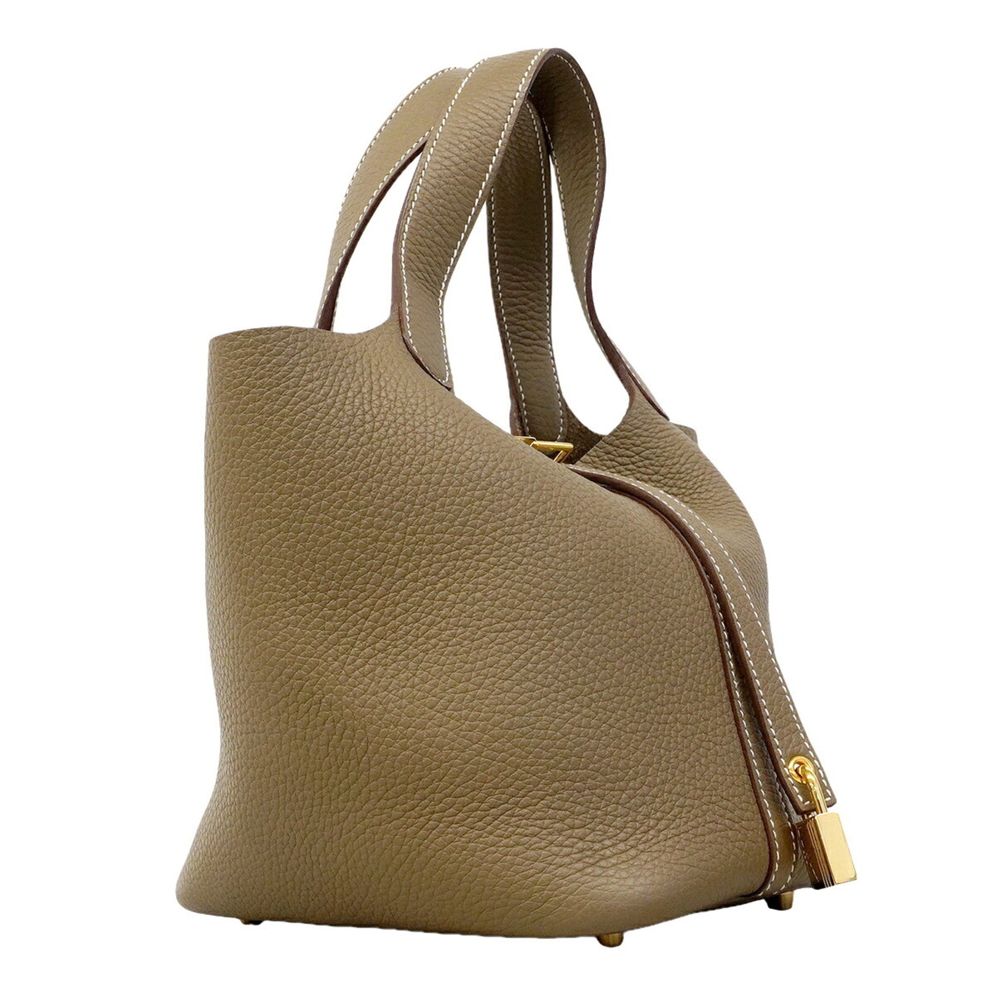 Hermes Etoupe Gray Taurillon Clemence Leather Handbag (Pre-Owned)