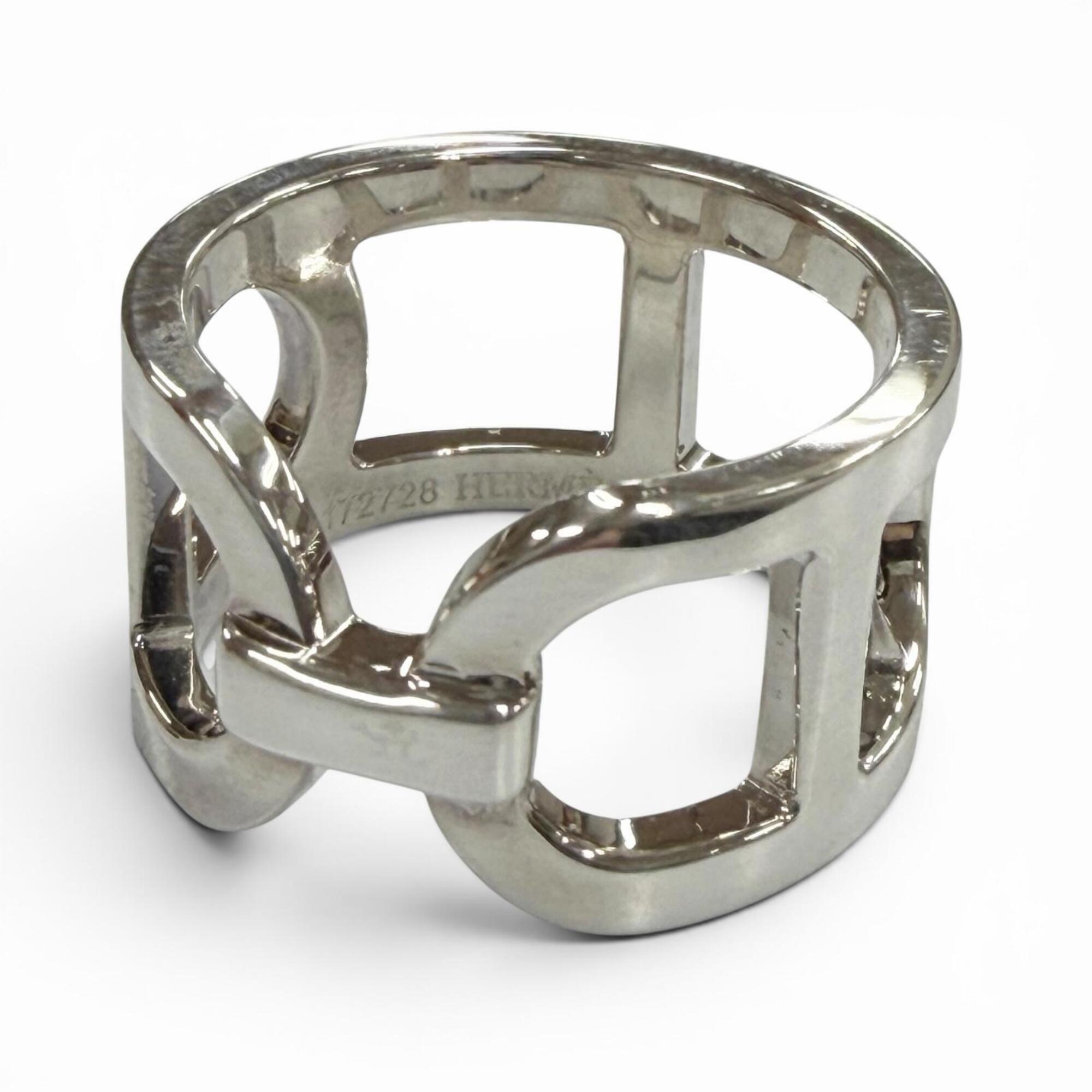 Hermes Silver Silver 925 Band Ring (Pre-Owned)