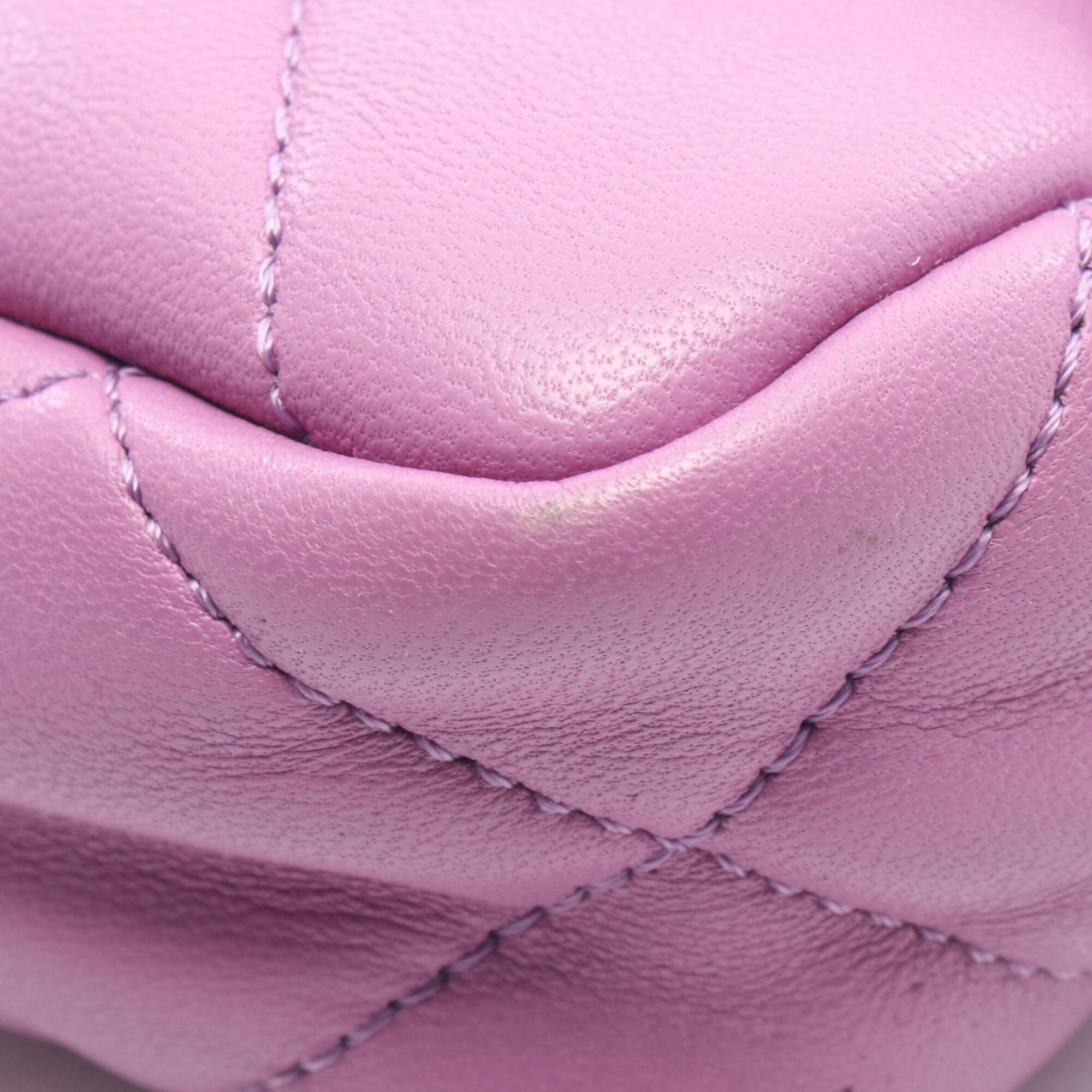 Chanel Purple Leather Handbag Shoulder Bag (Pre-Owned)