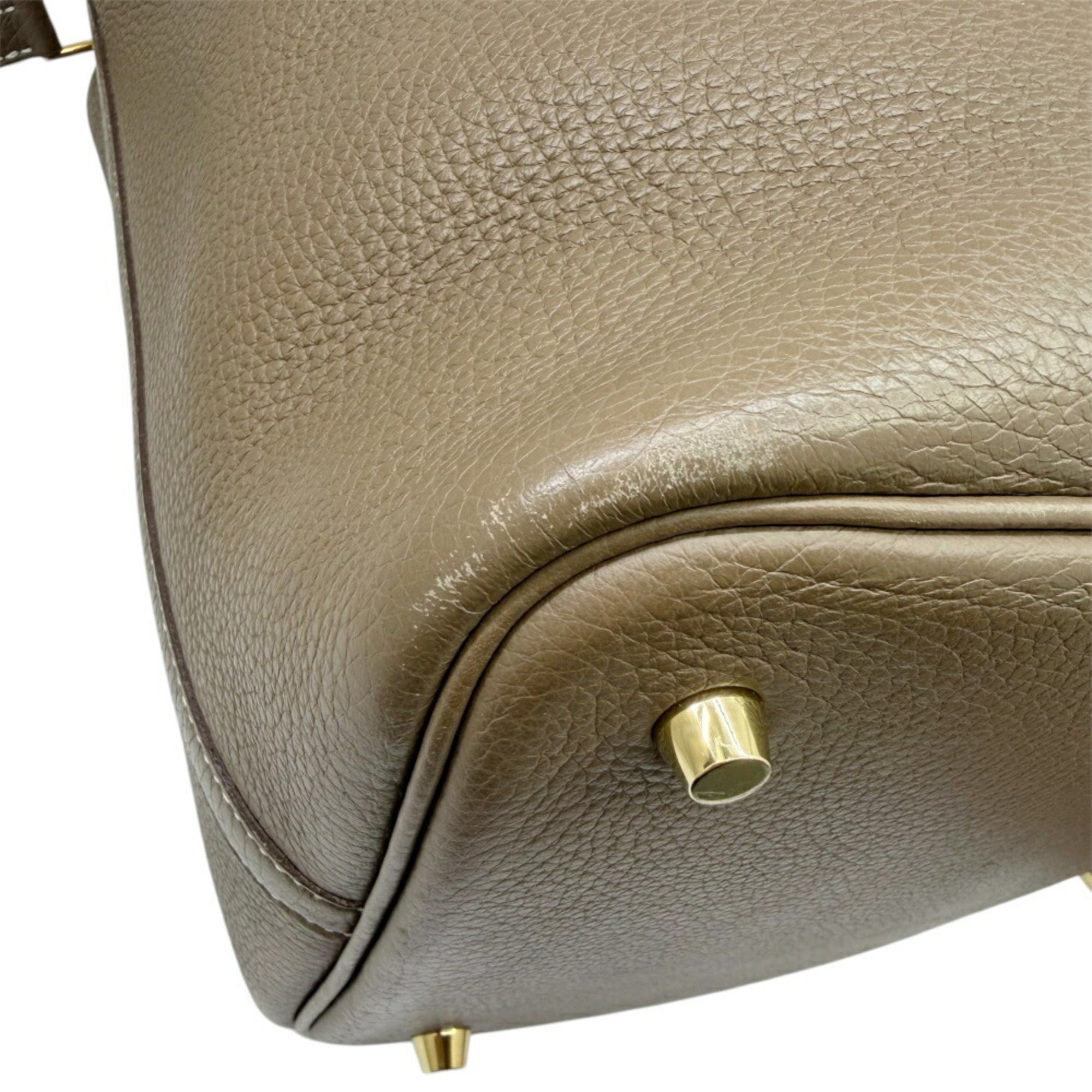 Hermes Etoupe Gray Taurillon Clemence Leather Handbag (Pre-Owned)