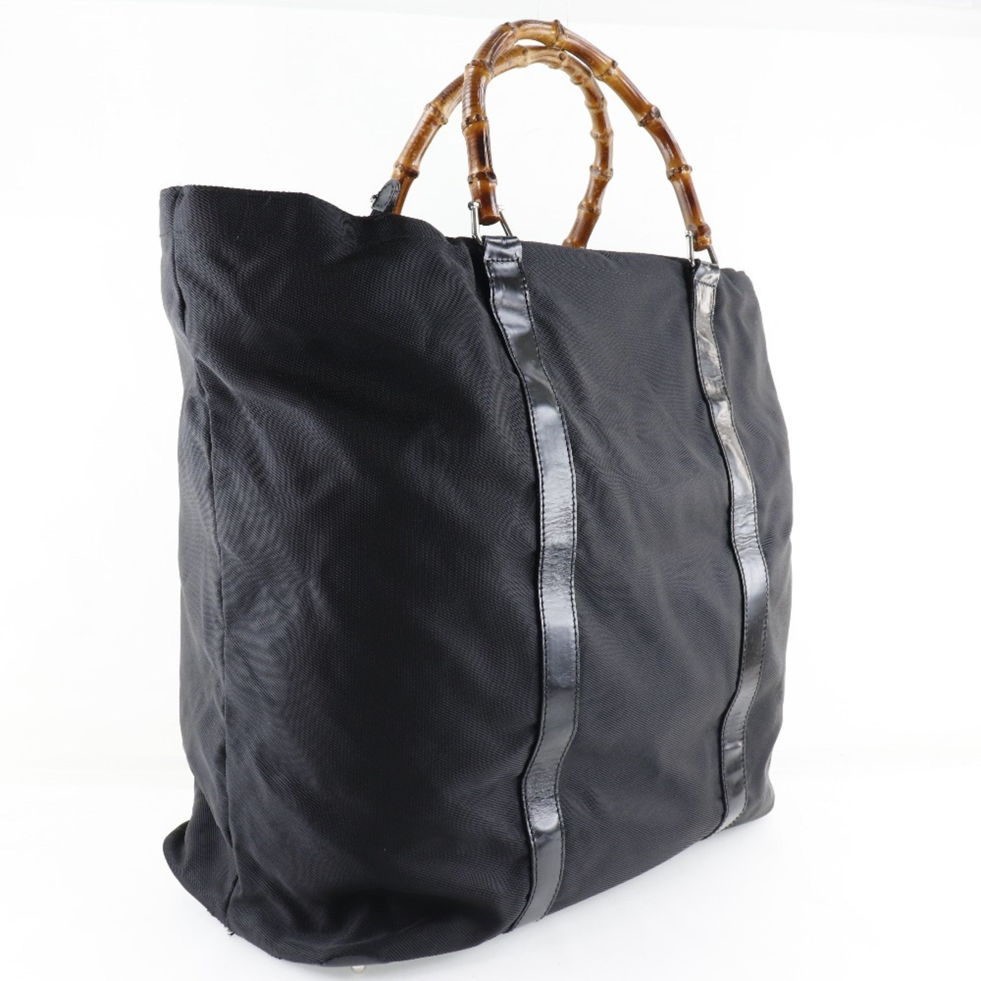 Gucci Black Brown Nylon Canvas Tote Bag (Pre-Owned)