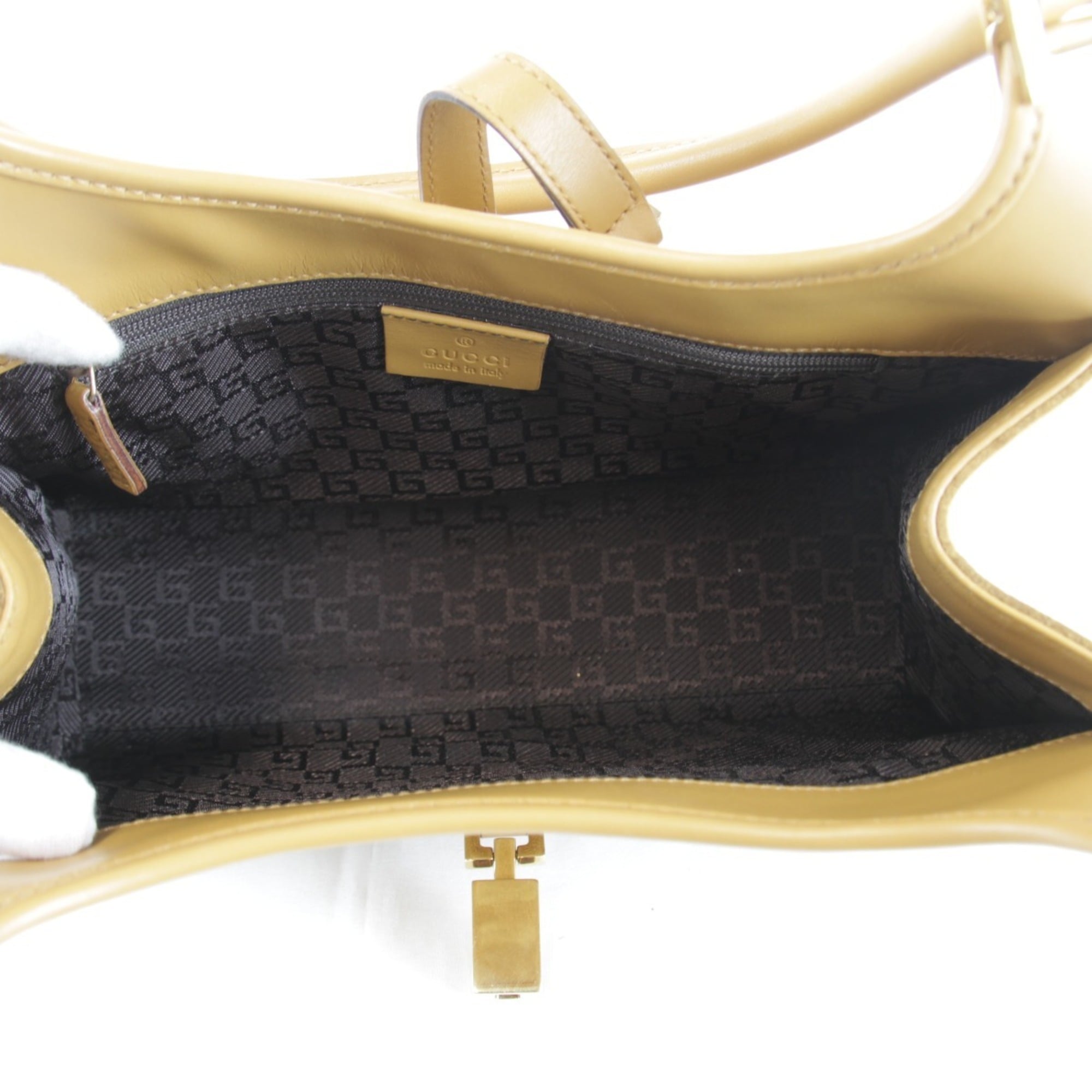 Gucci Beige Black Suede Leather Handbag (Pre-Owned)