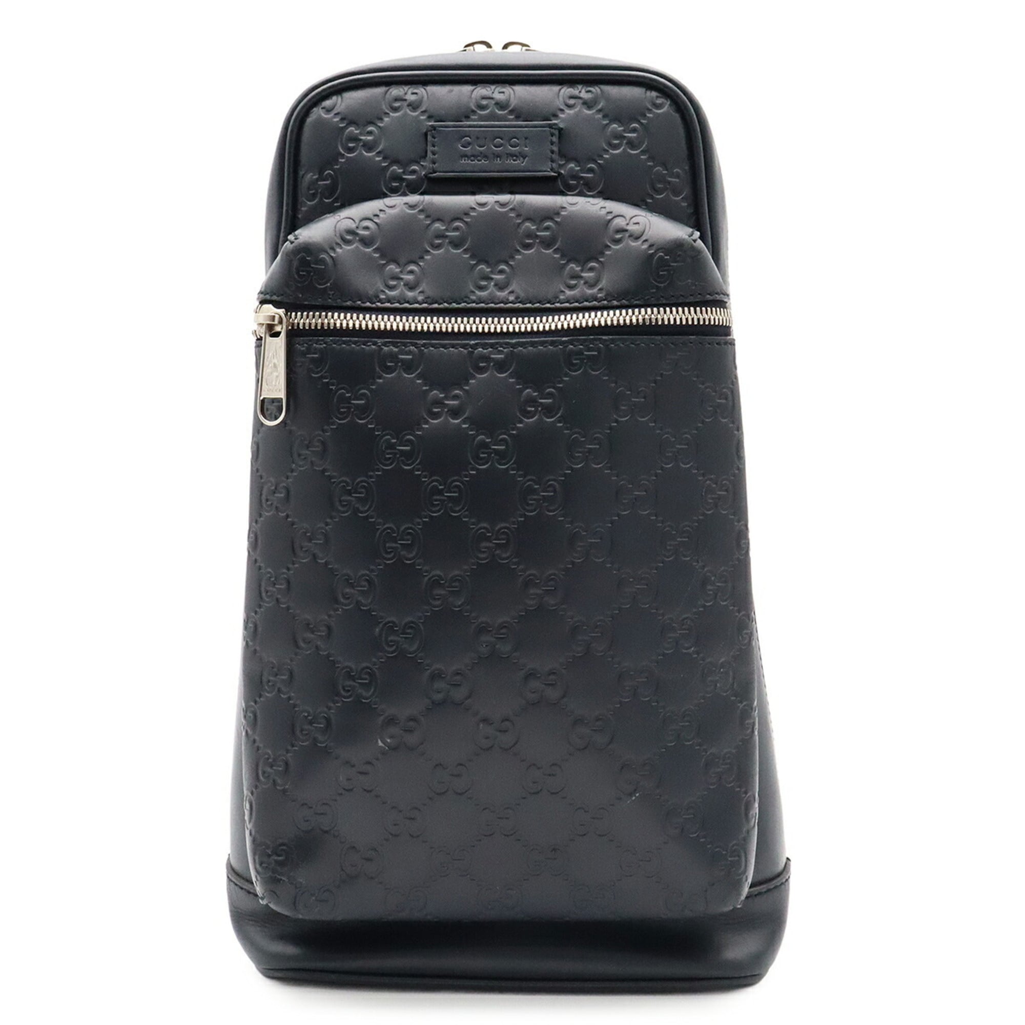 Gucci Guccissima Navy Leather Shoulder Bag Sling Bag (Pre-Owned)