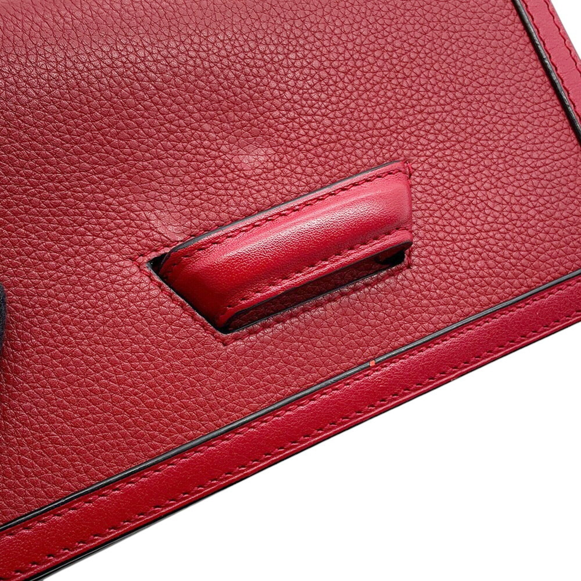 Loewe Red Color Leather Handbag Shoulder Bag (Pre-Owned)