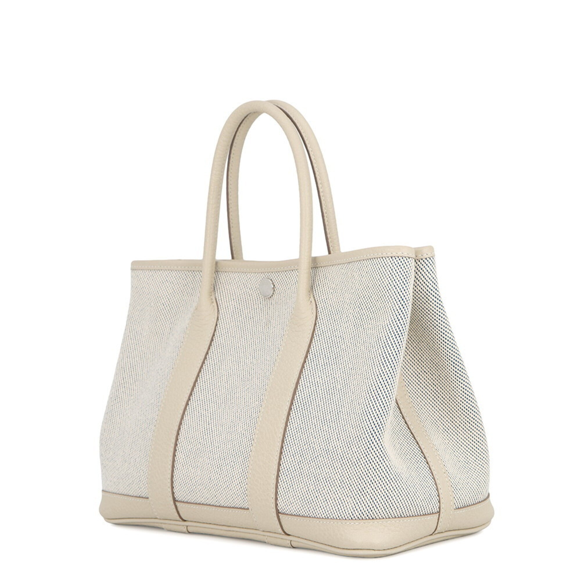 Hermes Blue Ecru Ivory Toile H Country Leather Tote Bag (Pre-Owned)